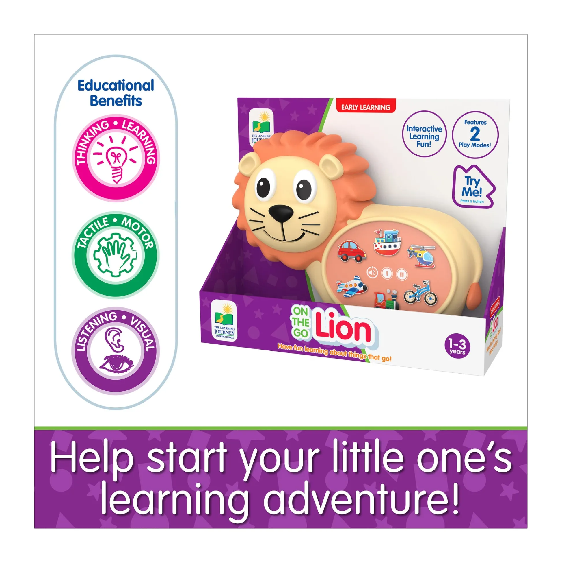 AreYouGame Early Learning On-the-Go Lion Interactive Vehicle Learning Toy* Preschool Vehicles|Preschool Education Toys & Activities