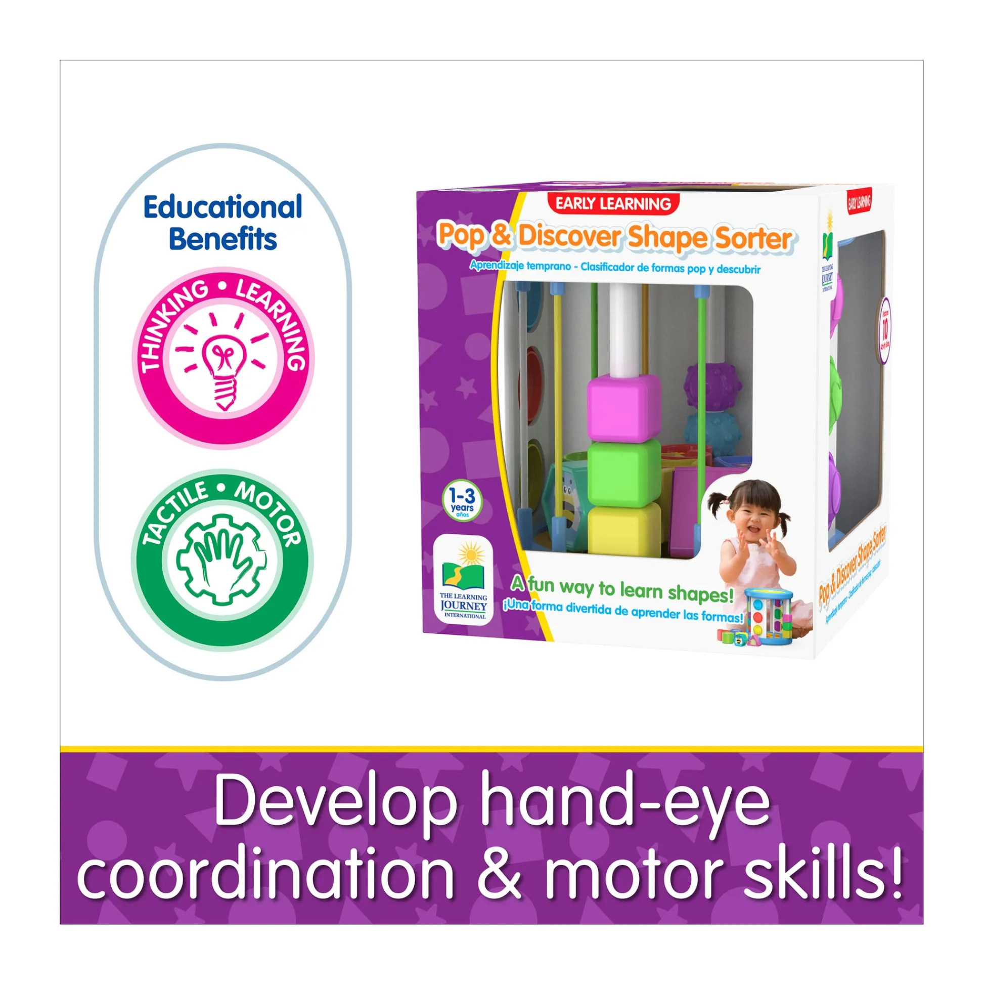 AreYouGame Early Learning Pop & Discover Shape Sorter - Multifunctional Sensory Toy* Preschool Education Toys & Activities