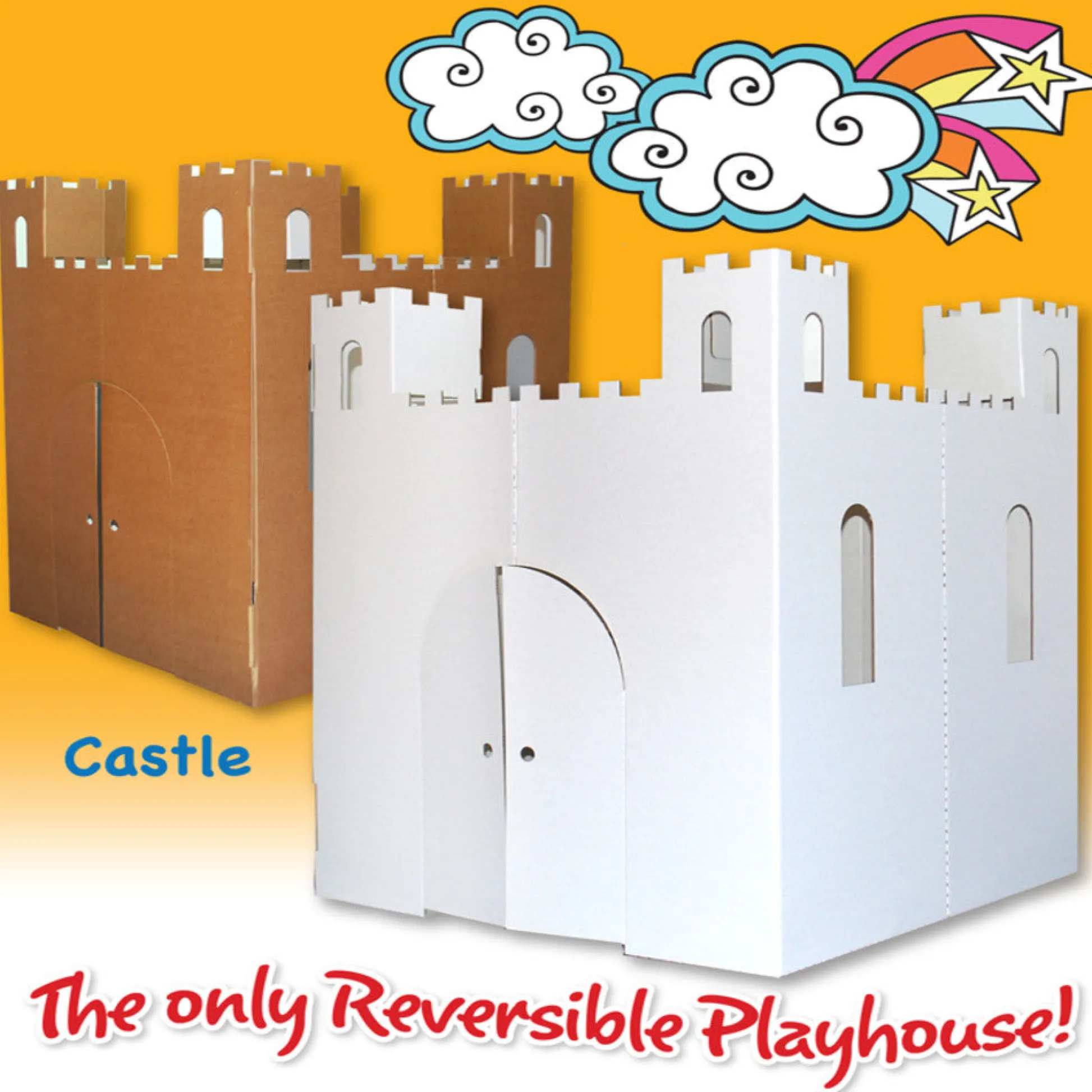 Flat River Group Easy Playhouse Blank Castle - Creative Cardboard Fort for Coloring and Personalization, Indoor & Outdoor Play, Made in USA, Ages 3+* Tents, Tunnels & Playhouses|Dress Up