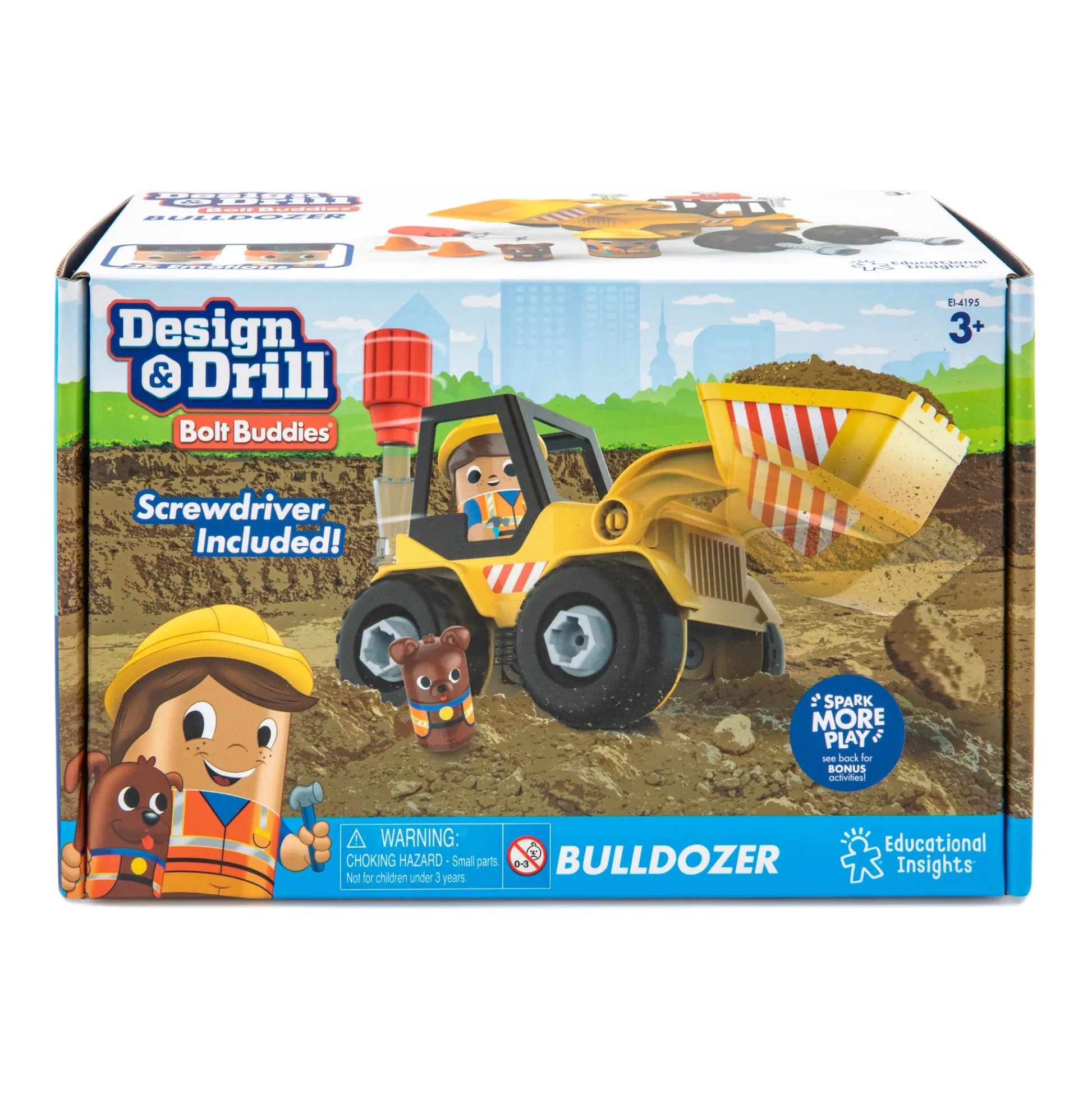 Educators Resource Educational Insights Design & Drill Bolt Buddies Bulldozer - Interactive Construction Toy* Preschool Building Sets & Blocks|Preschool Education Toys & Activities