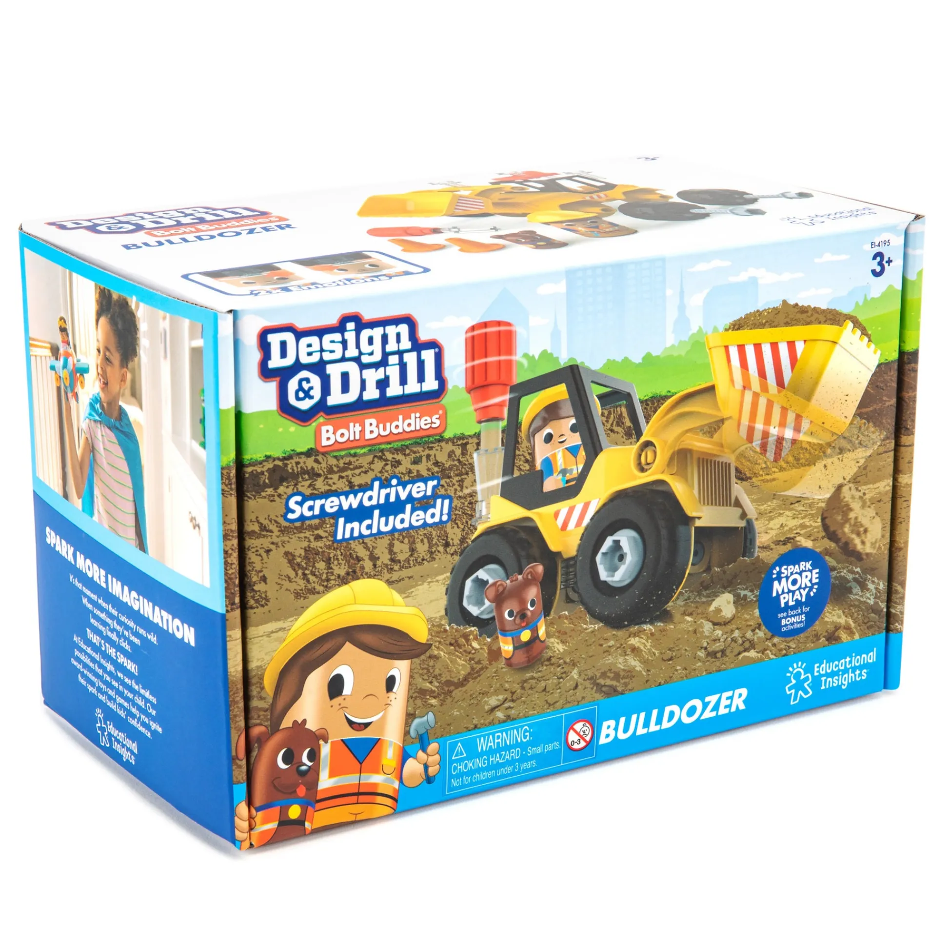 Educators Resource Educational Insights Design & Drill Bolt Buddies Bulldozer - Interactive Construction Toy* Preschool Building Sets & Blocks|Preschool Education Toys & Activities