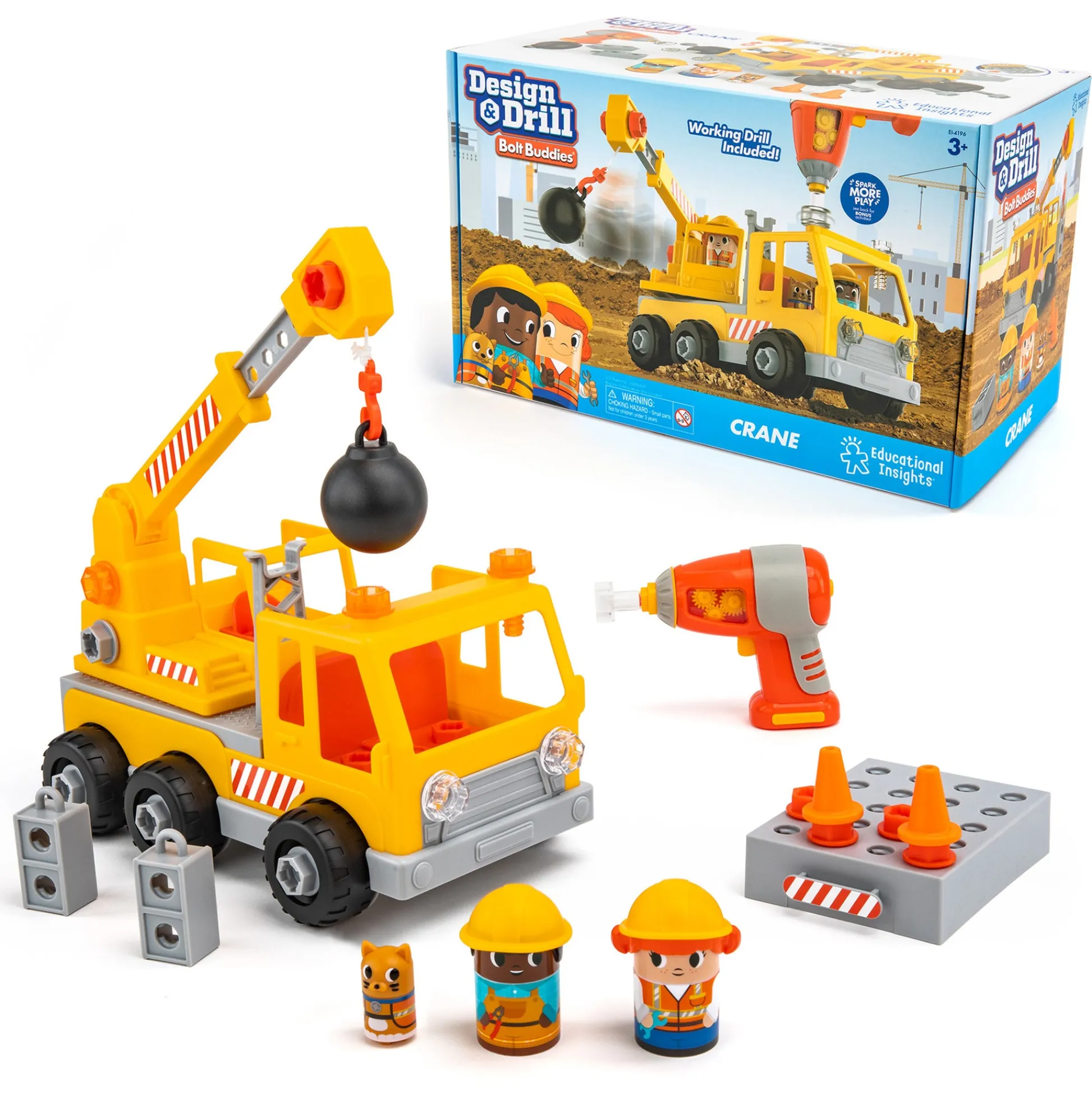 Educators Resource Educational Insights Design & Drill Bolt Buddies Crane - Interactive Construction Toy* Preschool Building Sets & Blocks|Preschool Education Toys & Activities