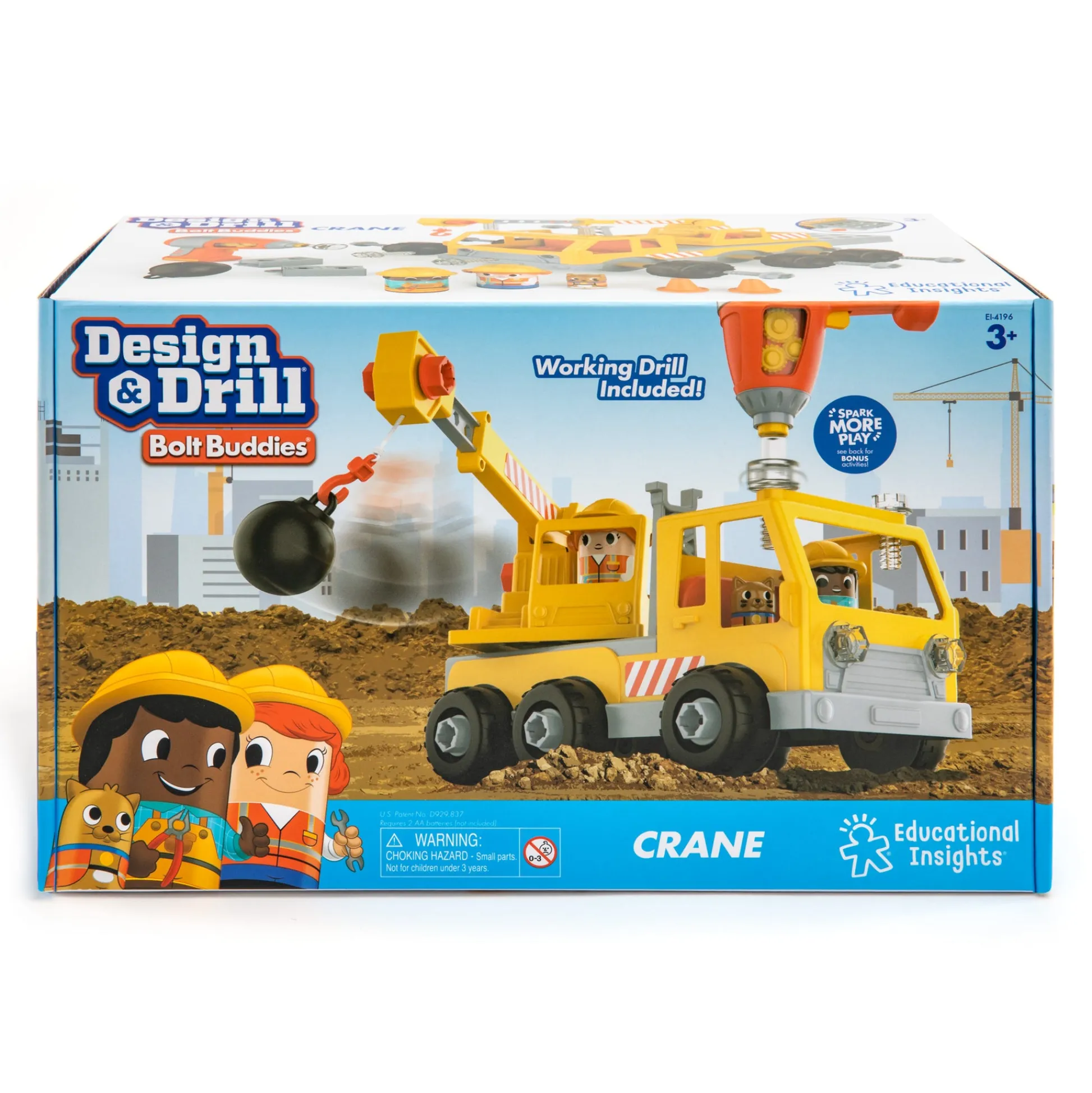 Educators Resource Educational Insights Design & Drill Bolt Buddies Crane - Interactive Construction Toy* Preschool Building Sets & Blocks|Preschool Education Toys & Activities