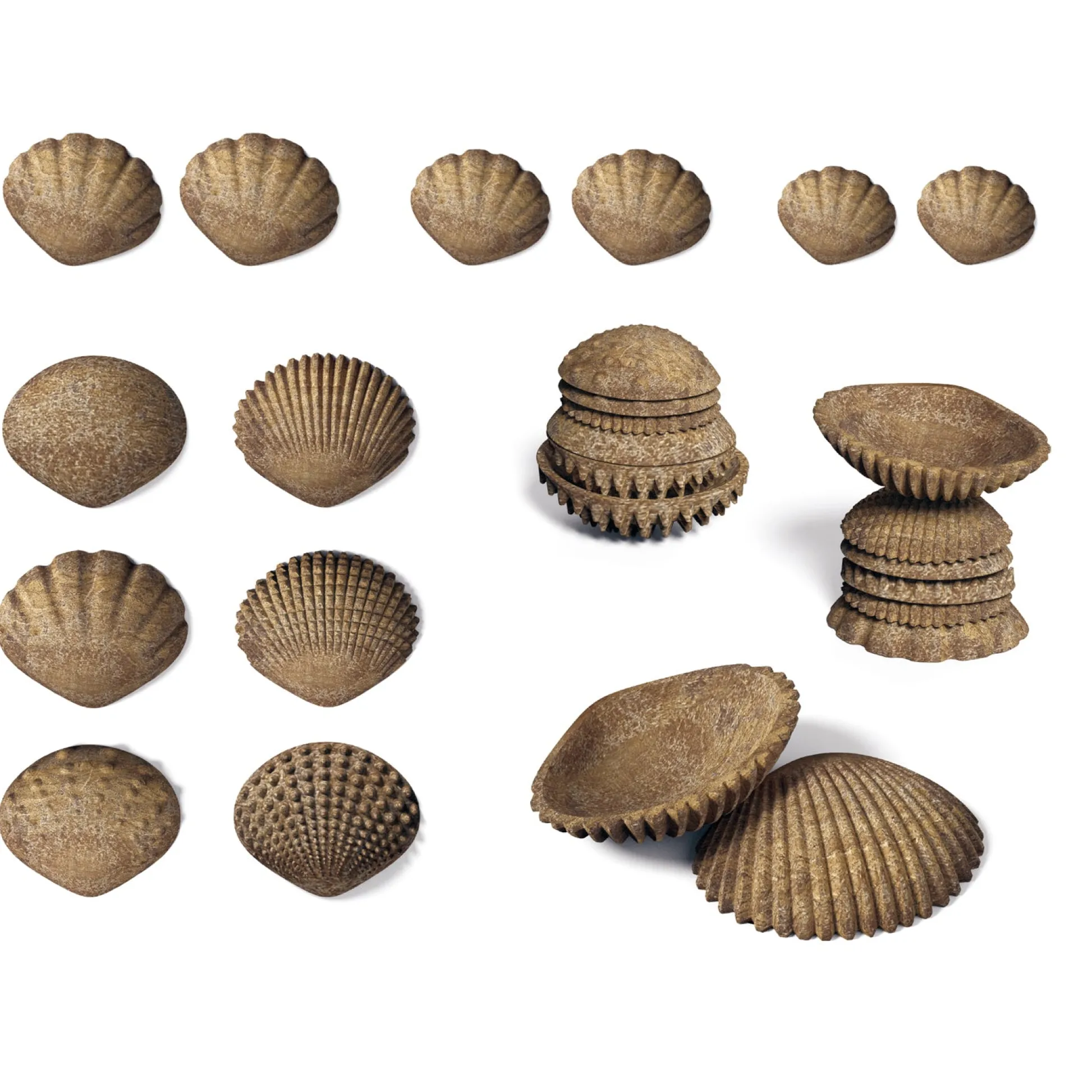 Educators Resource edxeducation Eco-Friendly Tactile Shells - 36 Pieces with 6 Textures in 3 Sizes* Preschool Education Toys & Activities