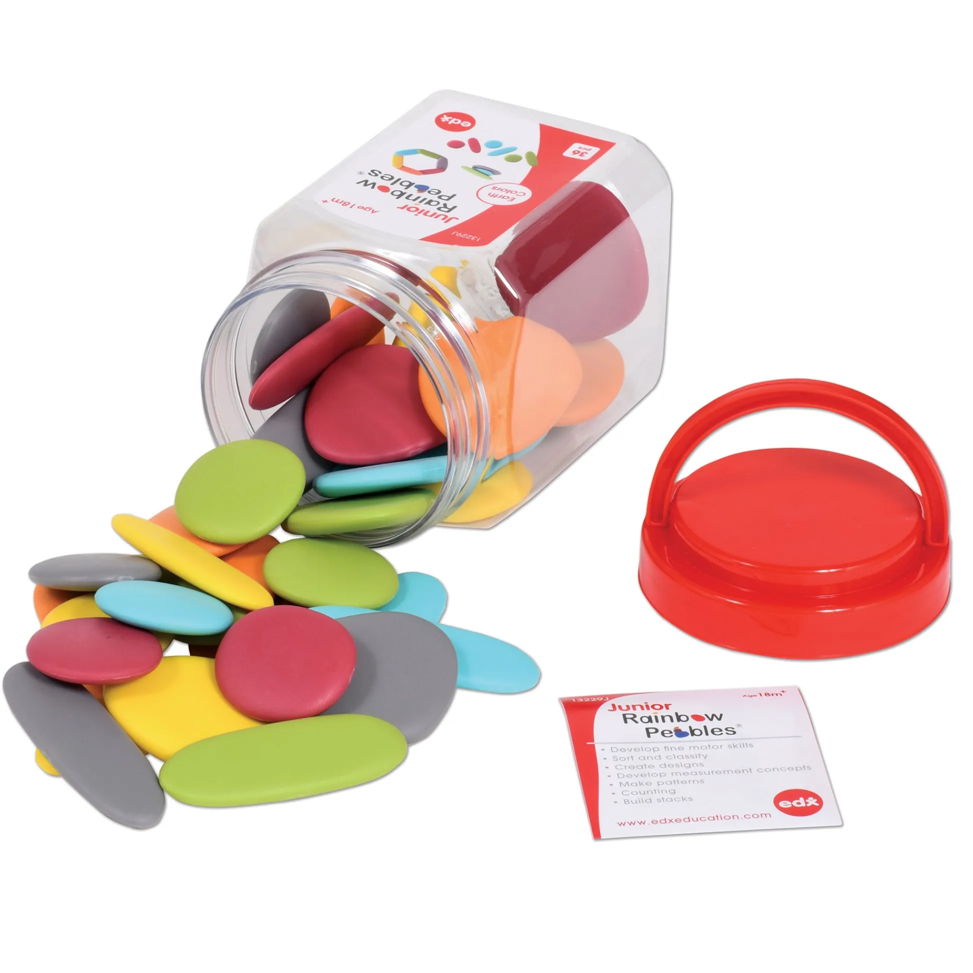 Educators Resource edxeducation Junior Rainbow Pebbles - Earth Colors - Mini Jar - 36 Piece Set* Preschool Education Toys & Activities
