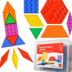 Educators Resource edxeducation Translucent Sensory Pattern Blocks - Tactile Exploration Set* Preschool Building Sets & Blocks|Preschool Education Toys & Activities