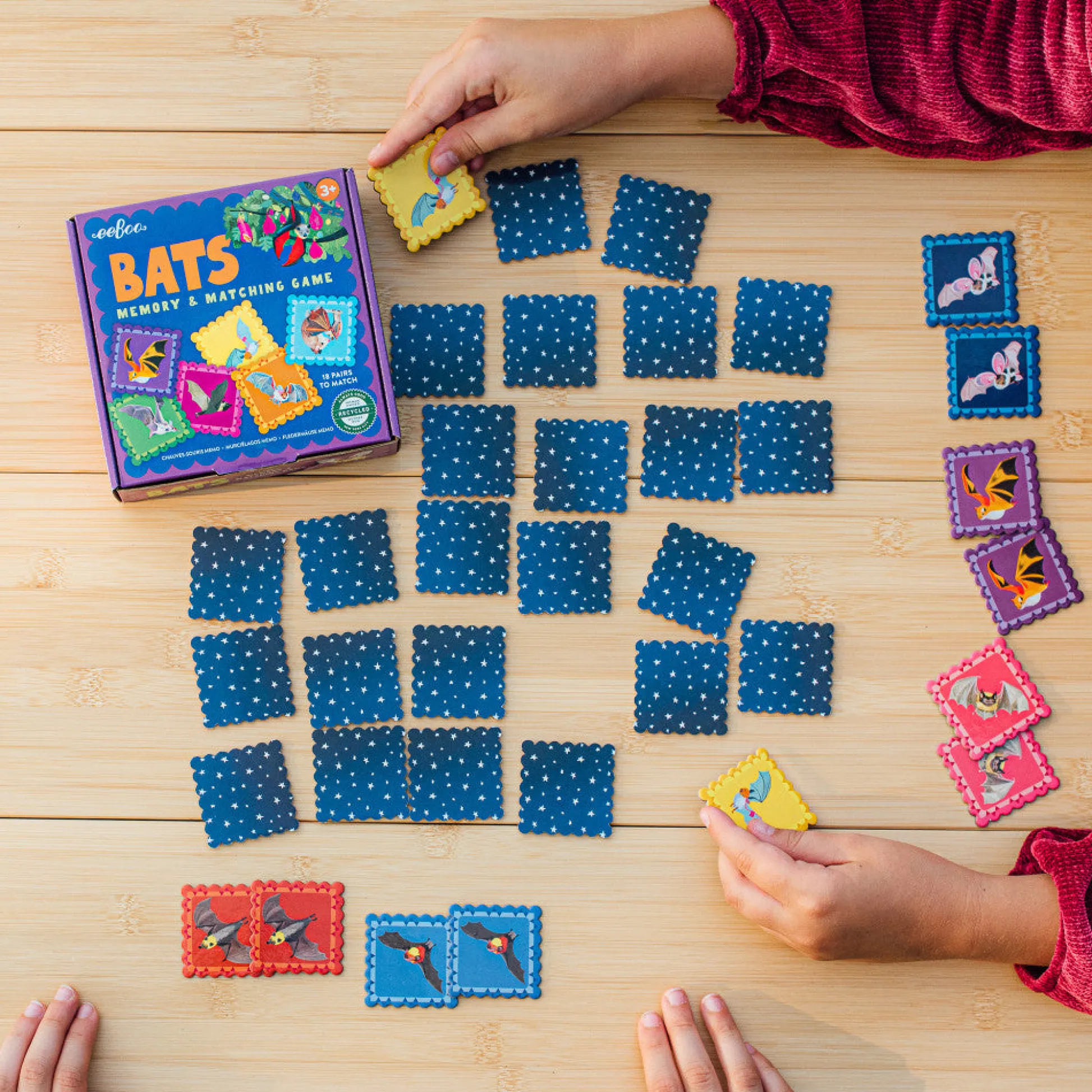 Flat River Group eeBoo Bats Little Square Memory & Matching Game for Kids Ages 3+* Toddler & Preschool Games & Puzzles