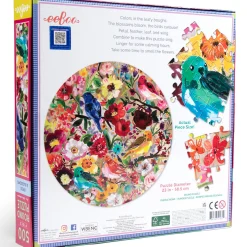 Flat River Group eeBoo Birds & Blossoms 500-Piece Round Jigsaw Puzzle* Puzzles