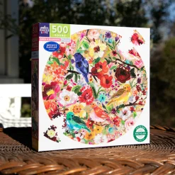 Flat River Group eeBoo Birds & Blossoms 500-Piece Round Jigsaw Puzzle* Puzzles