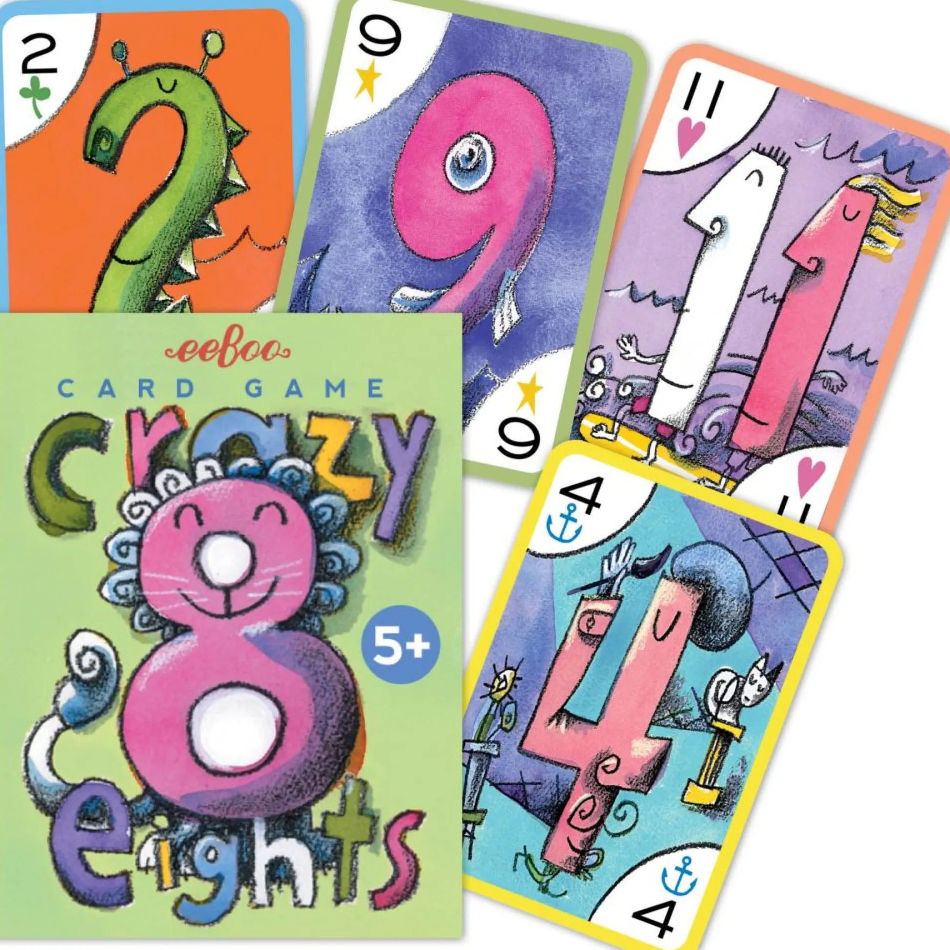 Flat River Group eeBoo Crazy Eight Illustrated Card Game for Kids* Social & Emotional Skills|Card Games