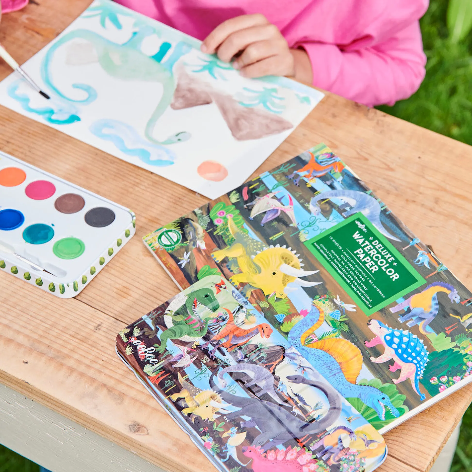 Flat River Group eeBoo Dinosaur Series Watercolor Pad - 16 Sheets, 85 lb Paper* Drawing, Color & Painting