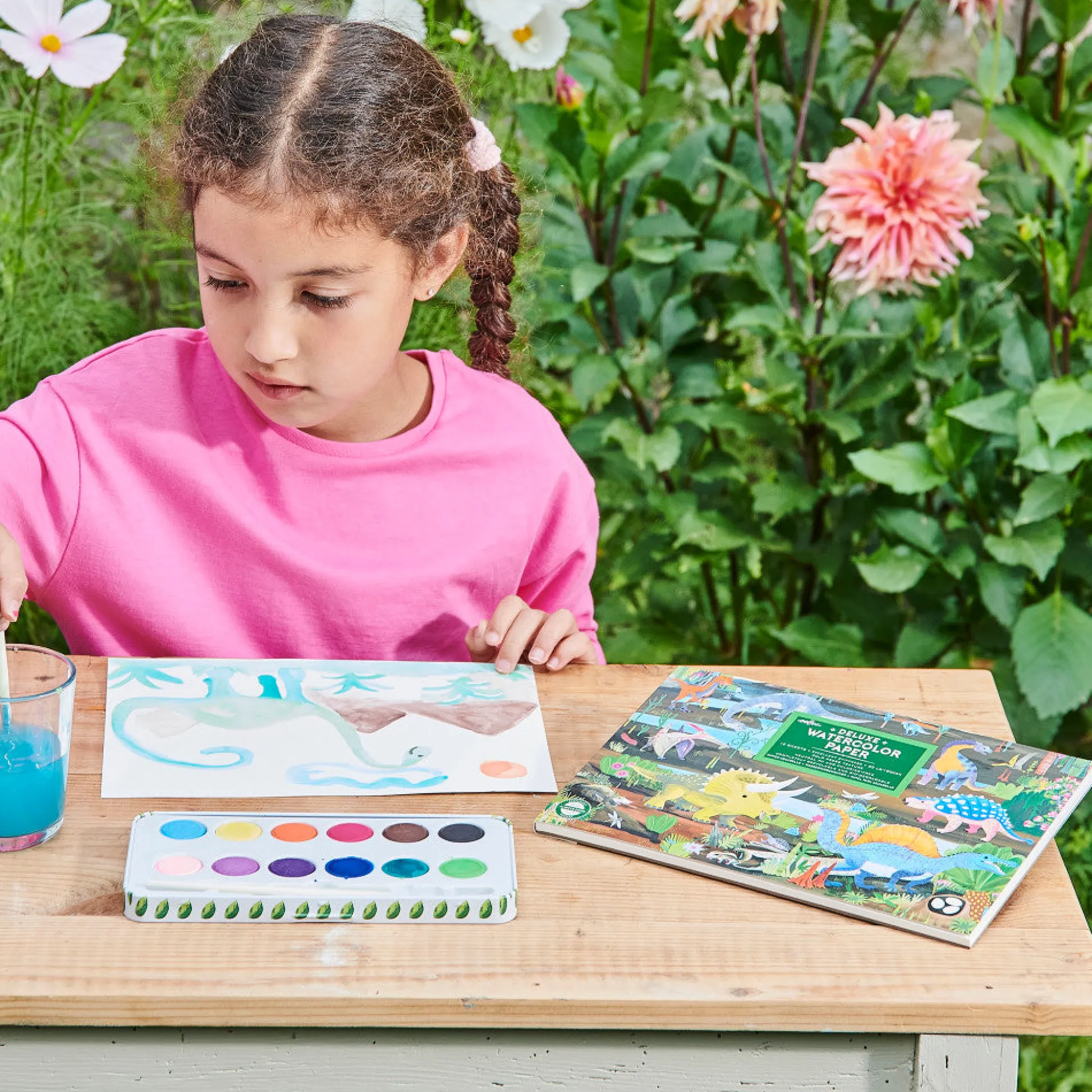 Flat River Group eeBoo Dinosaur Series Watercolor Pad - 16 Sheets, 85 lb Paper* Drawing, Color & Painting