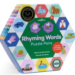 Flat River Group eeBoo Hexagon Puzzle Pairs - Rhyming Words - Educational Game for Kids Age 3+* Puzzles