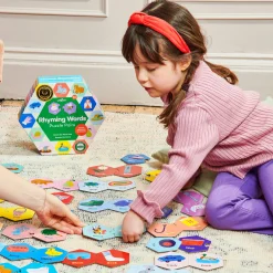 Flat River Group eeBoo Hexagon Puzzle Pairs - Rhyming Words - Educational Game for Kids Age 3+* Puzzles