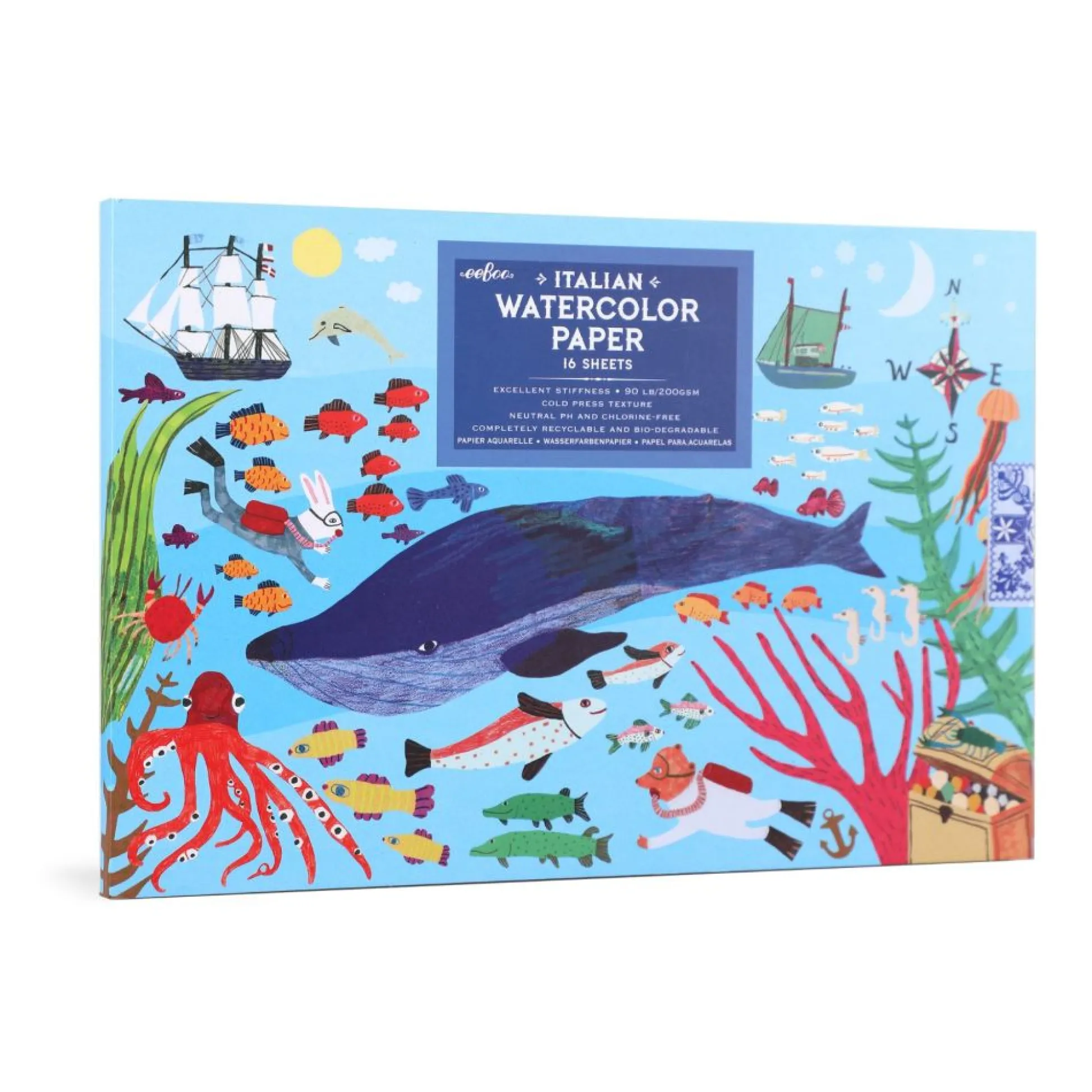 Flat River Group eeBoo In The Sea Themed Watercolor Pad - 16 Sheets* Drawing, Color & Painting