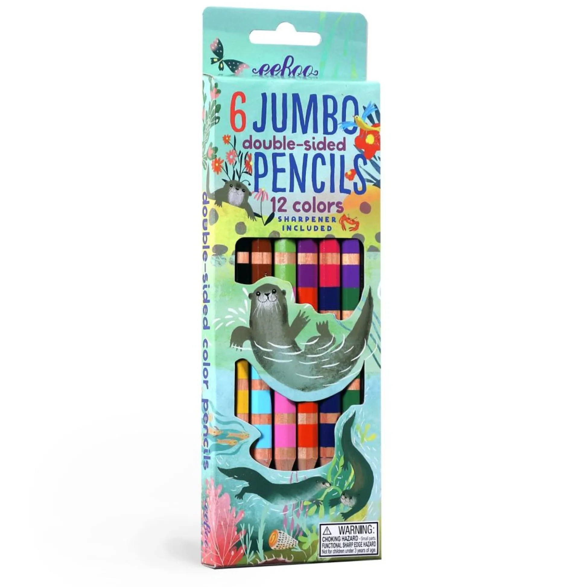 Flat River Group eeBoo Otters at Play Jumbo Double-Sided Color Pencils Set with Sharpener* Drawing, Color & Painting