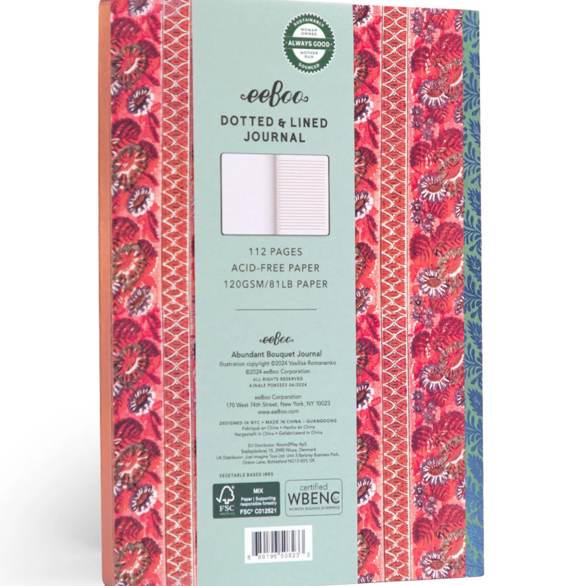 Flat River Group eeBoo Piece & Love: Abundant Bouquet Gilded Journal - Floral Hardcover Diary* Drawing, Color & Painting