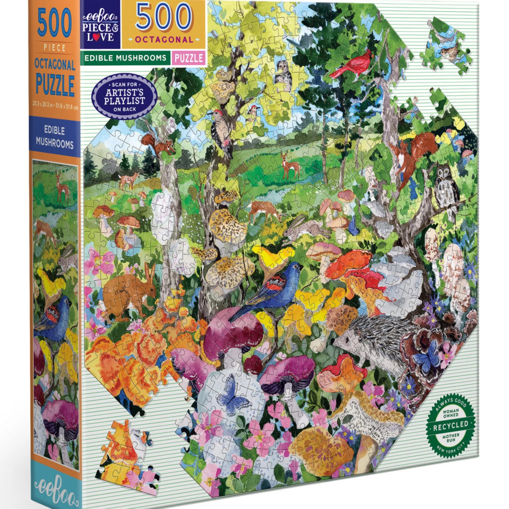 Flat River Group eeBoo Piece & Love Edible Mushrooms 500-Piece Puzzle* Puzzles