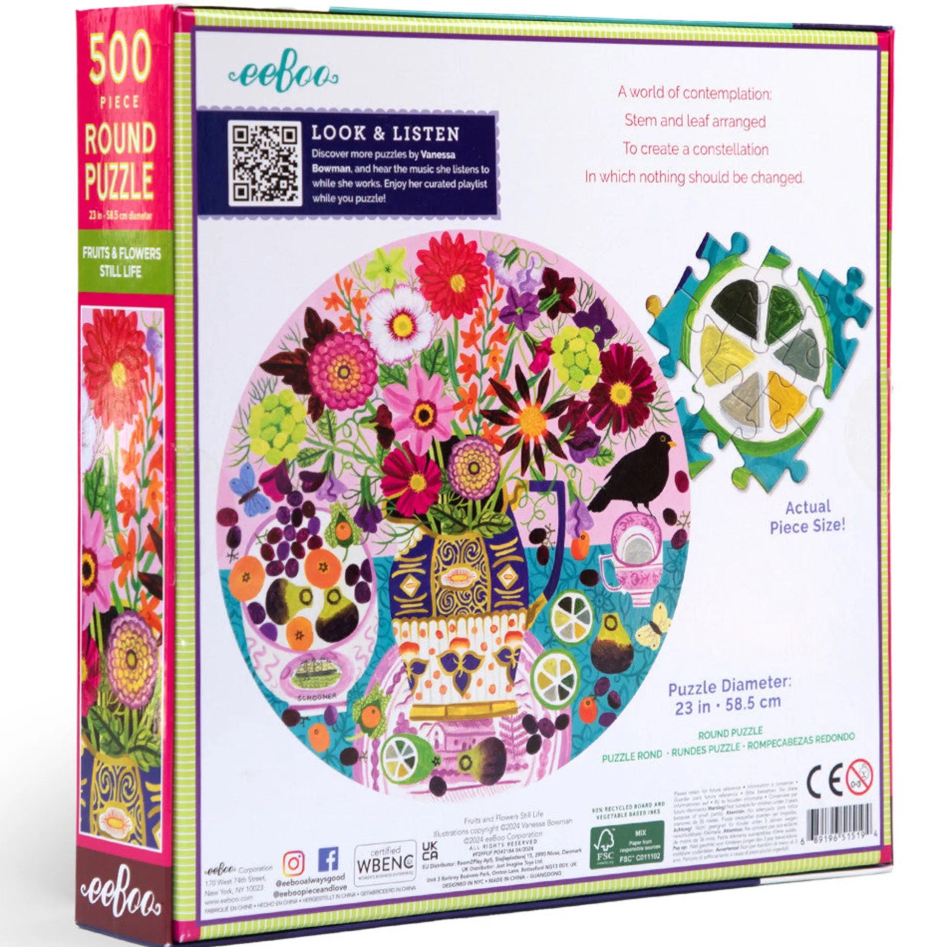 Flat River Group eeBoo Piece & Love Fruits & Flowers Jigsaw Puzzle - 500 pc* Puzzles