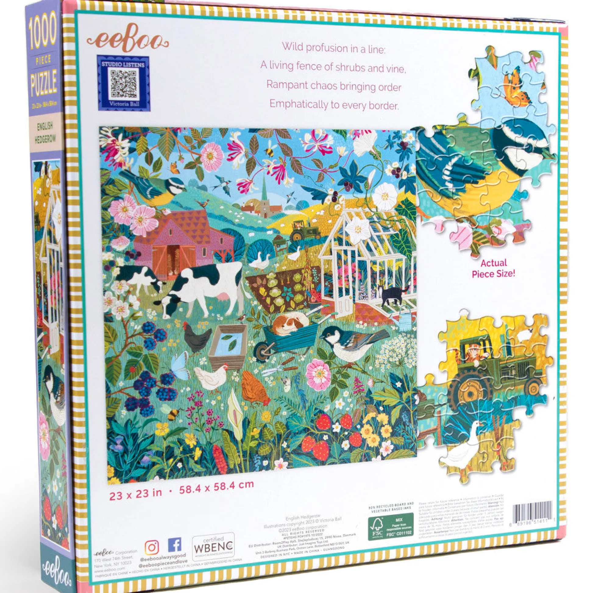 Flat River Group eeBoo Piece and Love English Hedgerow 1000 Piece Jigsaw Puzzle* Puzzles