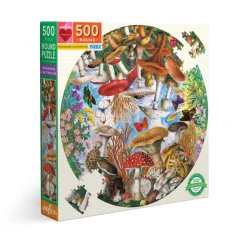 Flat River Group eeBoo Piece and Love Mushrooms and Butterflies 500-Piece Round Jigsaw Puzzle* Puzzles