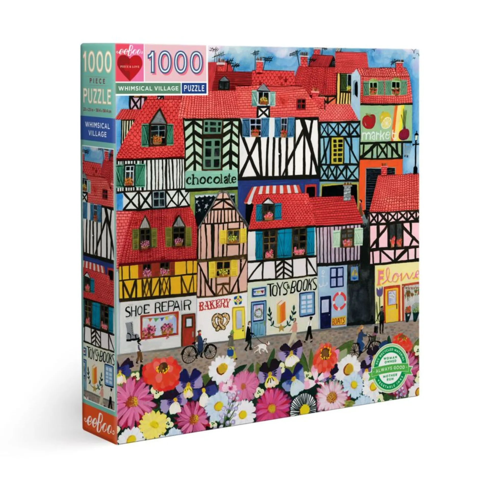 Flat River Group eeBoo Piece and Love Whimsical Village 1000 pc Puzzle* Puzzles