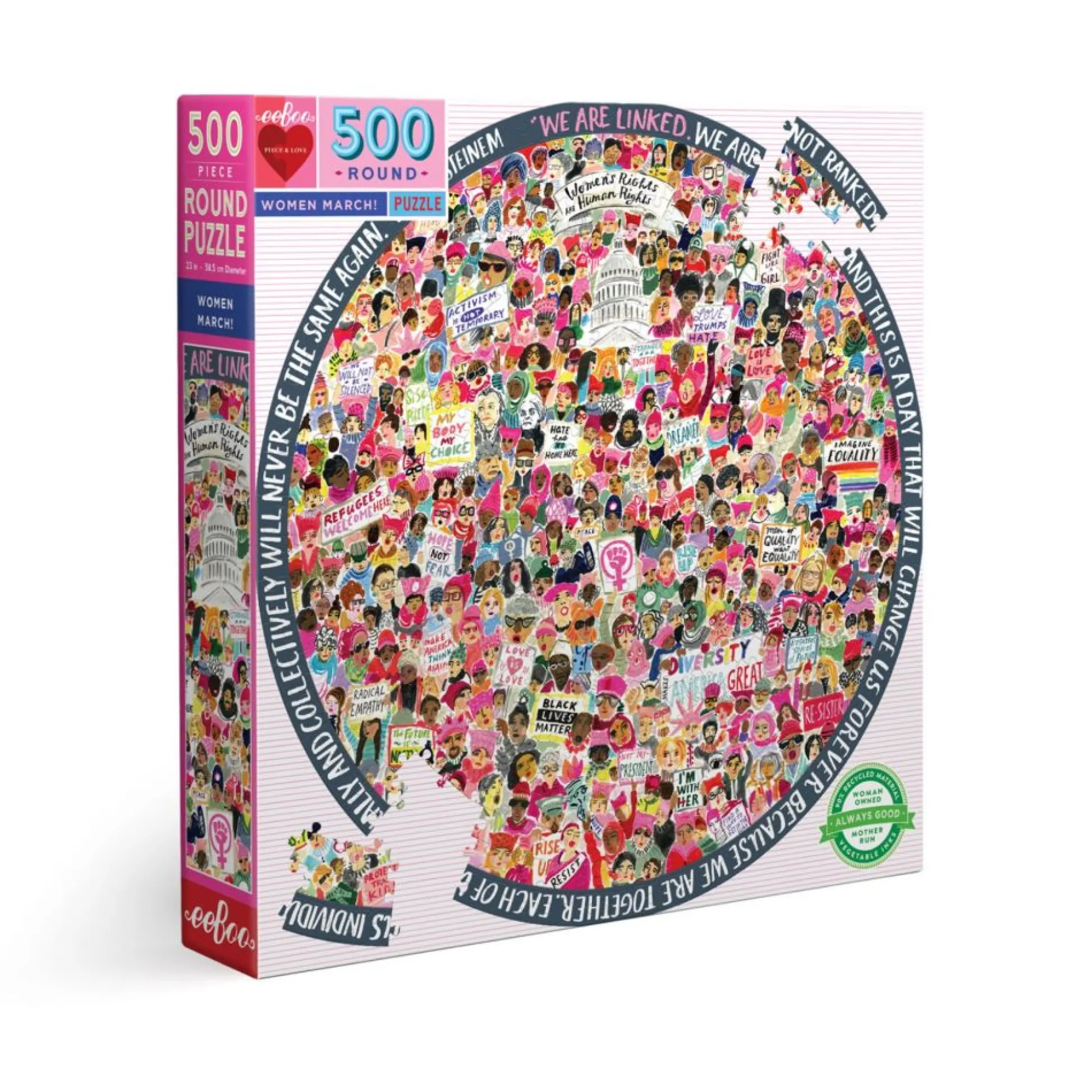 Flat River Group eeBoo Piece and Love Women March! 500-Piece Round Jigsaw Puzzle* Puzzles