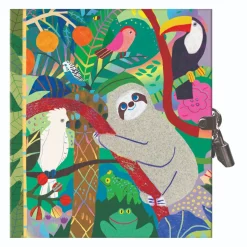 Flat River Group eeBoo Secret Sloth Hardcover Journal - Tropical Animals - with Lock and Key* Coloring Books & Activity Books