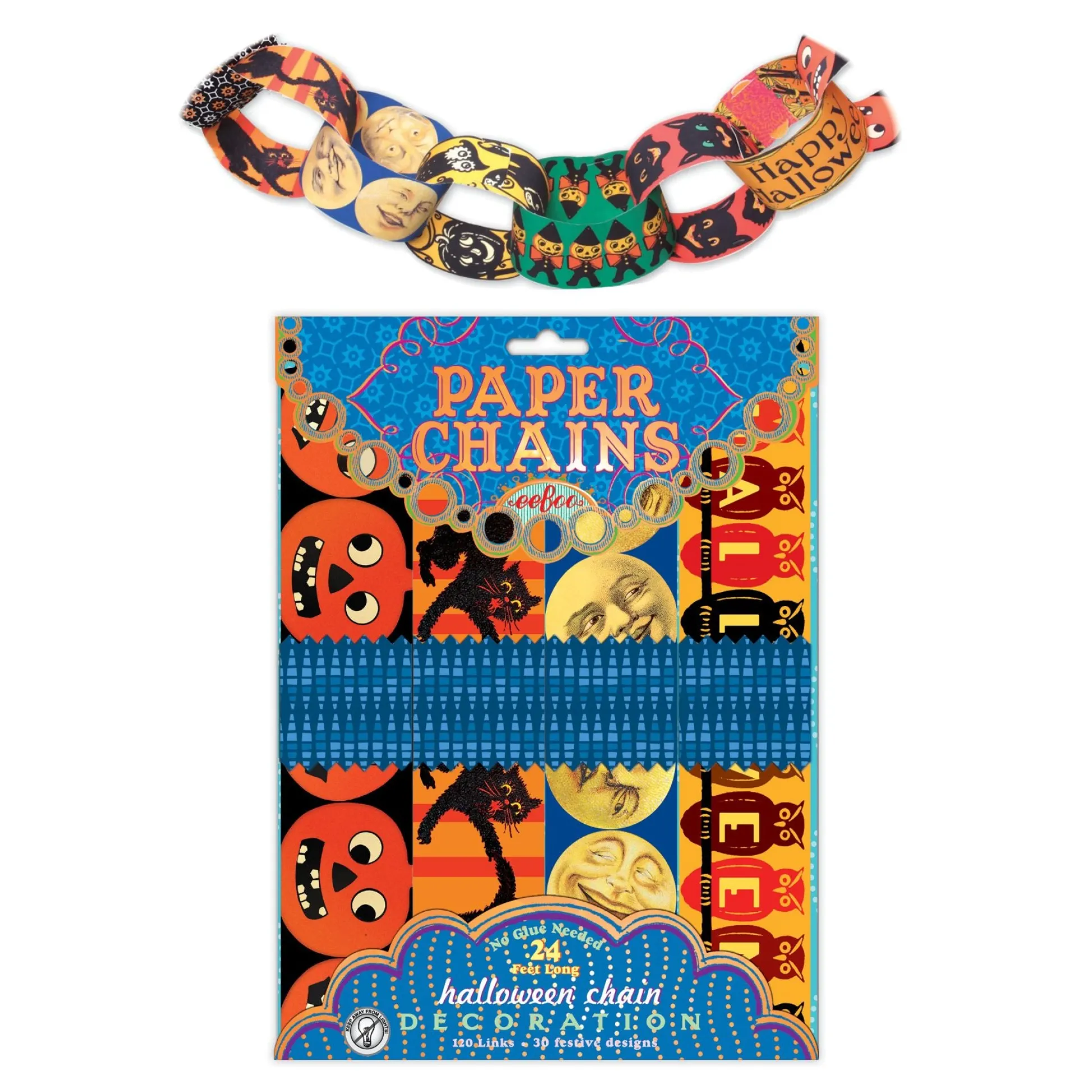 Flat River Group eeBoo Vintage Halloween 120-Link Paper Chain Decoration Kit* Crafts & Activities