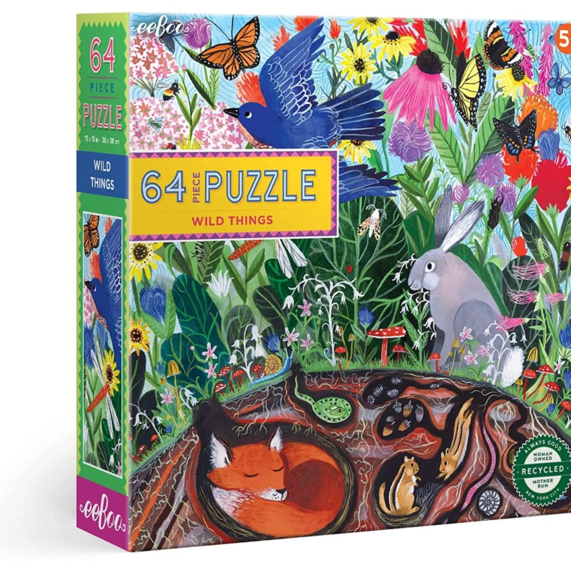 Flat River Group eeBoo Wild Things Garden Animals 64-Piece Jigsaw Puzzle* Puzzles