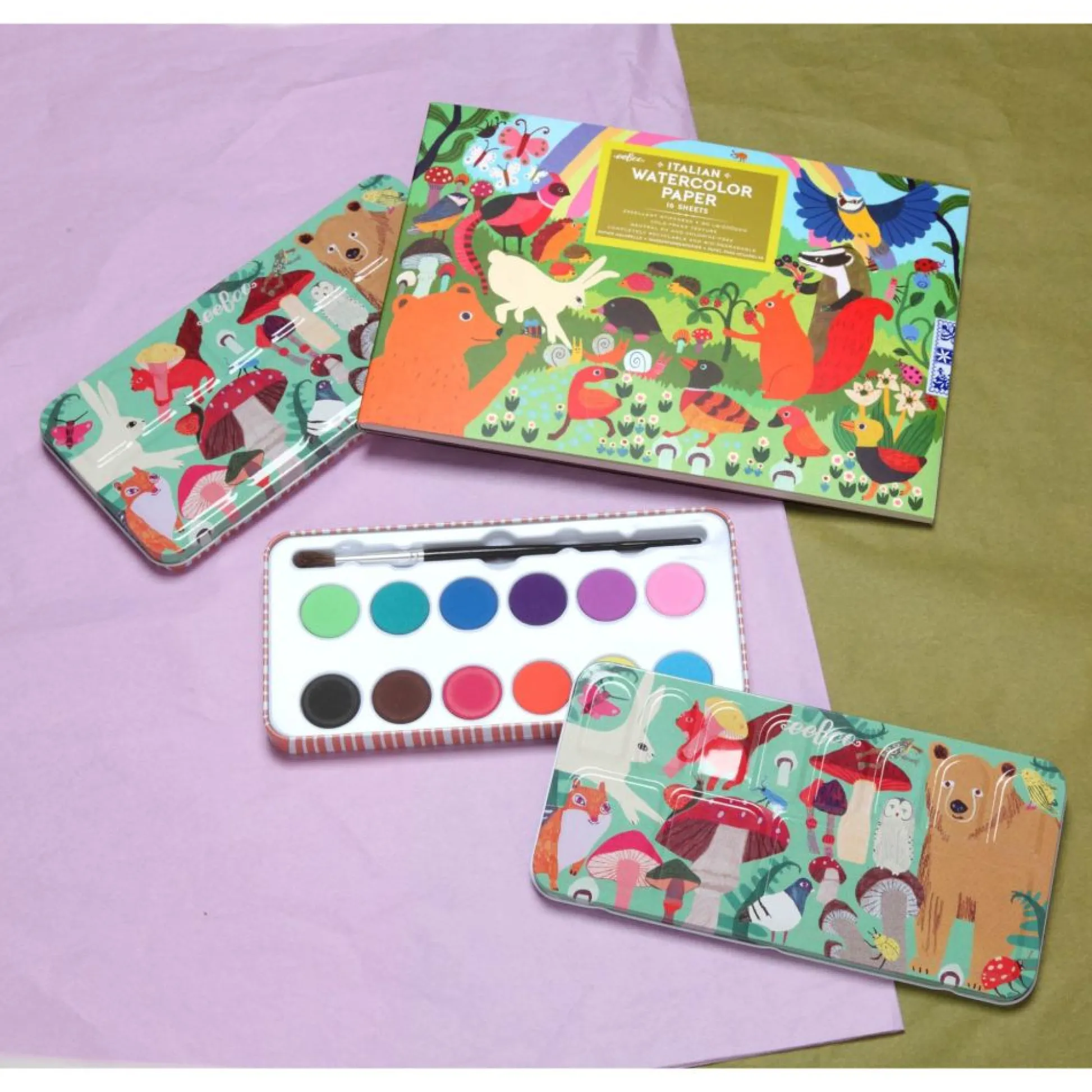 Flat River Group eeBoo Woodland Rainbow Watercolor Pad - High-Quality Italian Paper* Drawing, Color & Painting