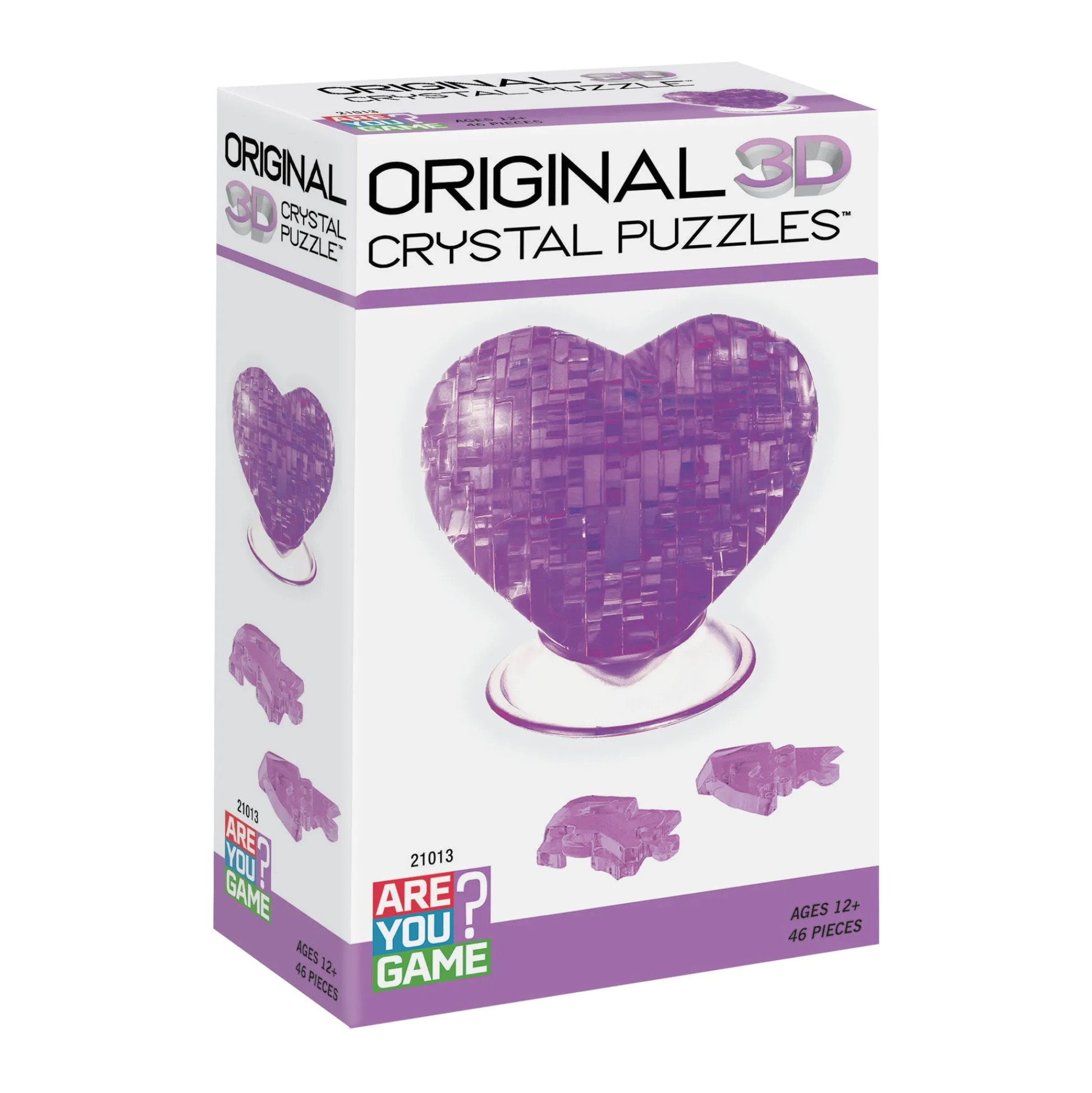 AreYouGame Enchanting Heart-Shaped Purple 3D Crystal Puzzle - 46 Pcs* Puzzles