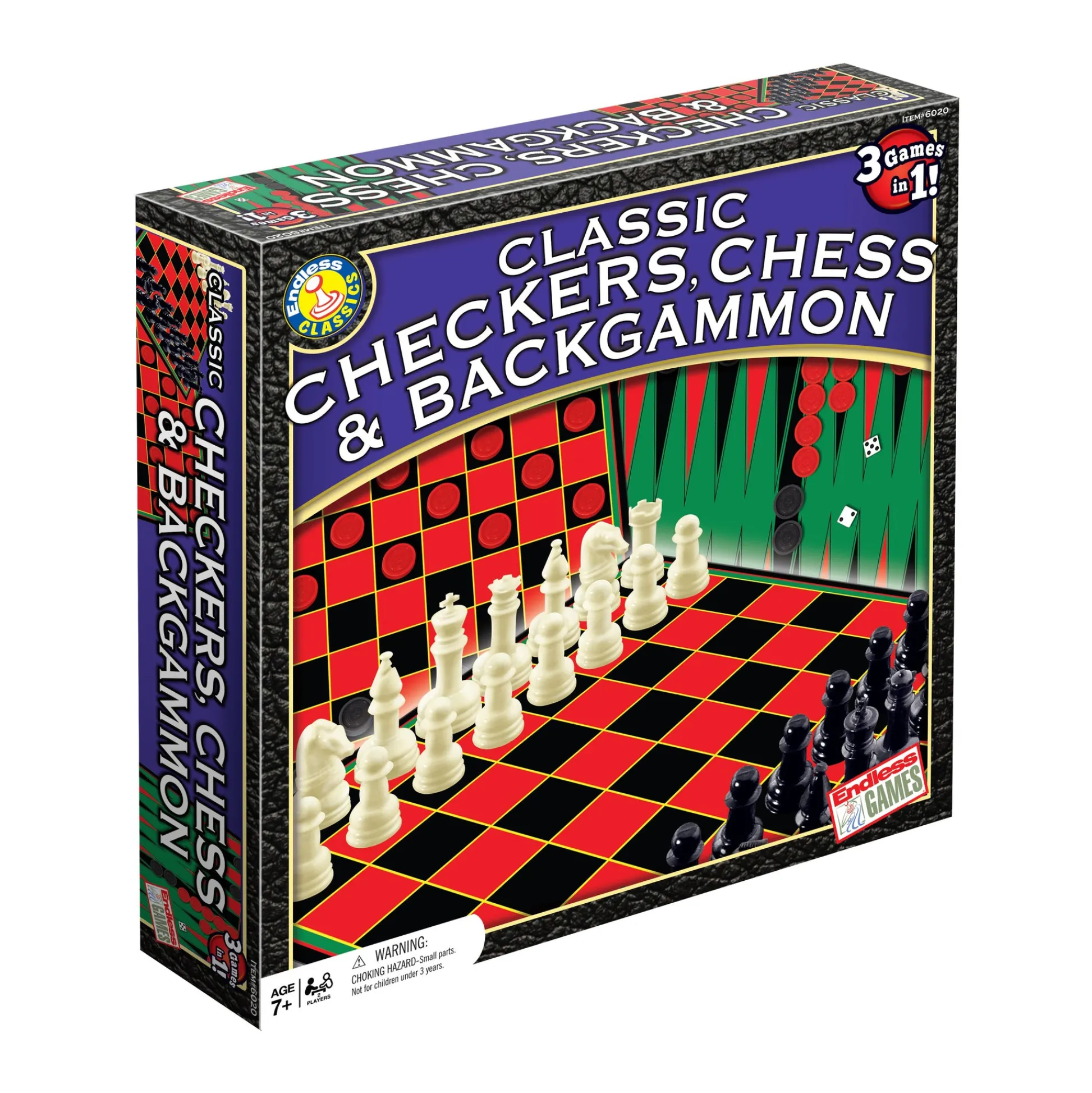 AreYouGame Endless Games Trio: Classic Checkers, Chess & Backgammon Board Game* Classic Games