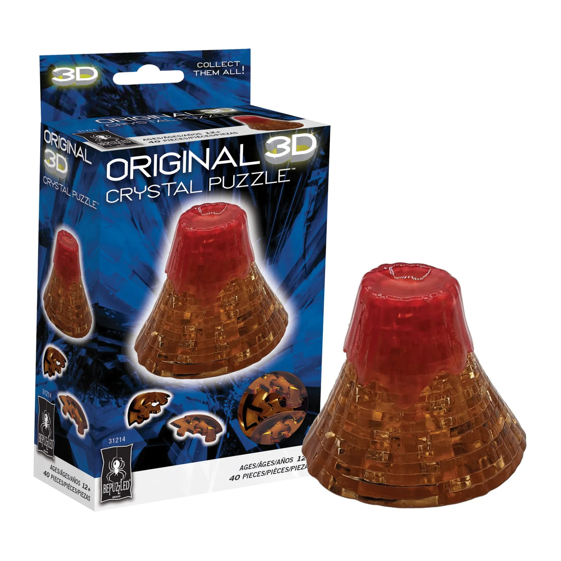 AreYouGame Eruptive Excitement 3D Crystal Puzzle - Volcano, 40 Pieces* Puzzles
