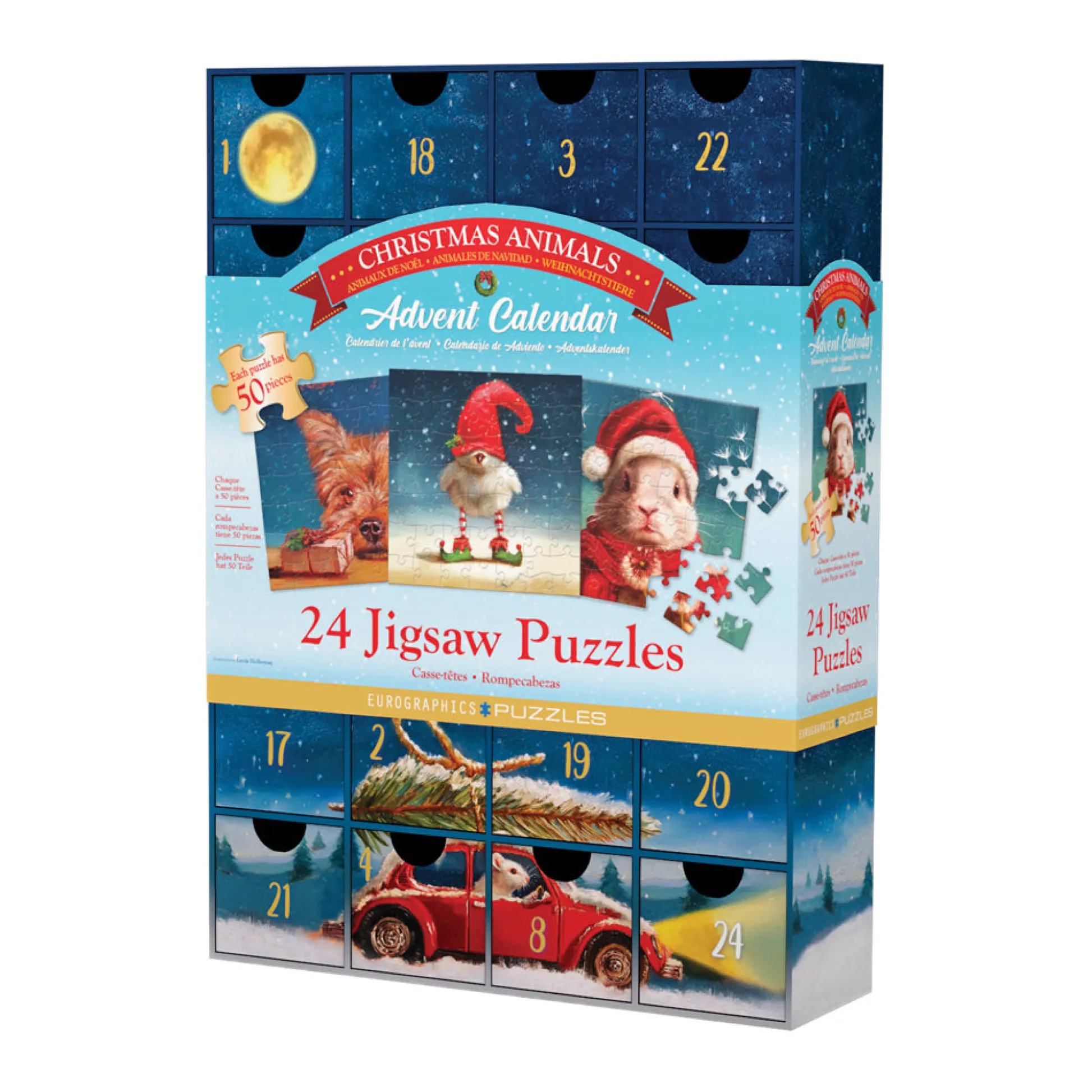 AreYouGame Eurographics Christmas Animals 24-Pack Jigsaw Puzzles - 50 pc Each* Puzzles