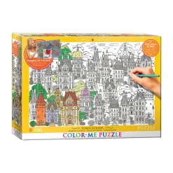 AreYouGame Eurographics Color-Me Town Houses Jigsaw Puzzle - 300 pc* Puzzles