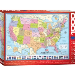 Flat River Group EuroGraphics USA Map - 1000 Piece Educational Puzzle* Puzzles