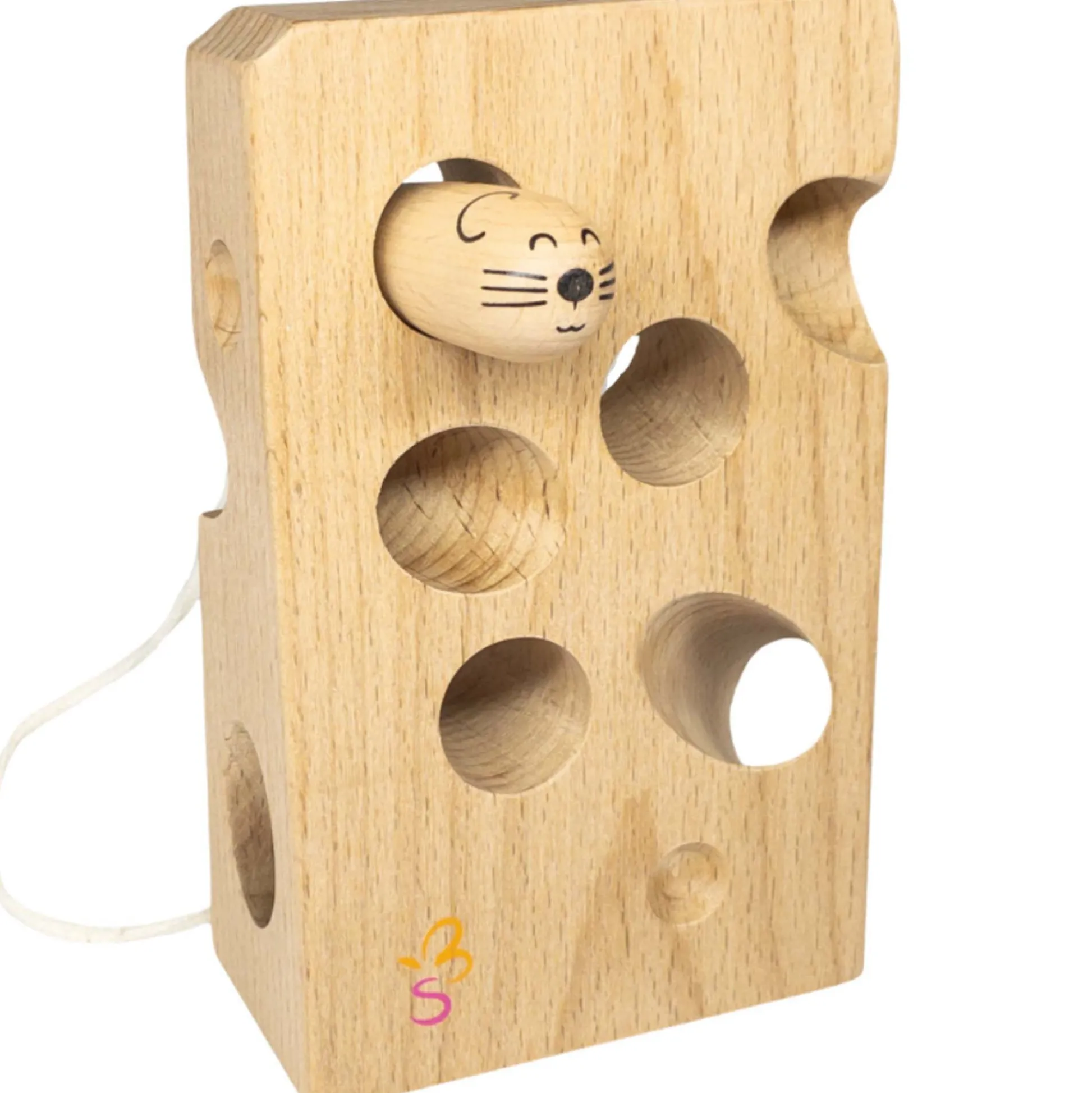 Educators Resource Extasticks Cheesalino Montessori Wooden Lacing Toy - Cheese and Mouse Design* Preschool Education Toys & Activities