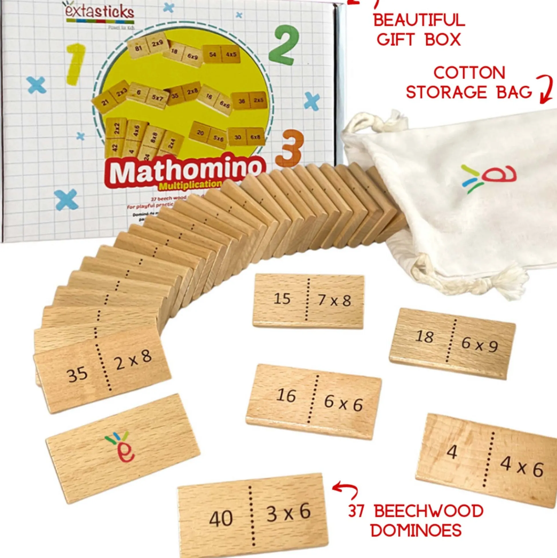 Educators Resource Extasticks Mathomino - Times Tables & Algebra Domino Game* Dominoes & Tiles Games