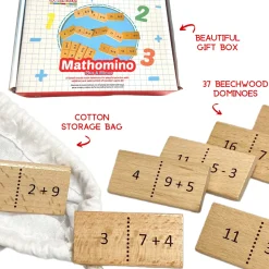 Educators Resource Extasticks Mathomino Plus & Minus Wooden Math Domino Game* Math Toys|Math, Counting & Time