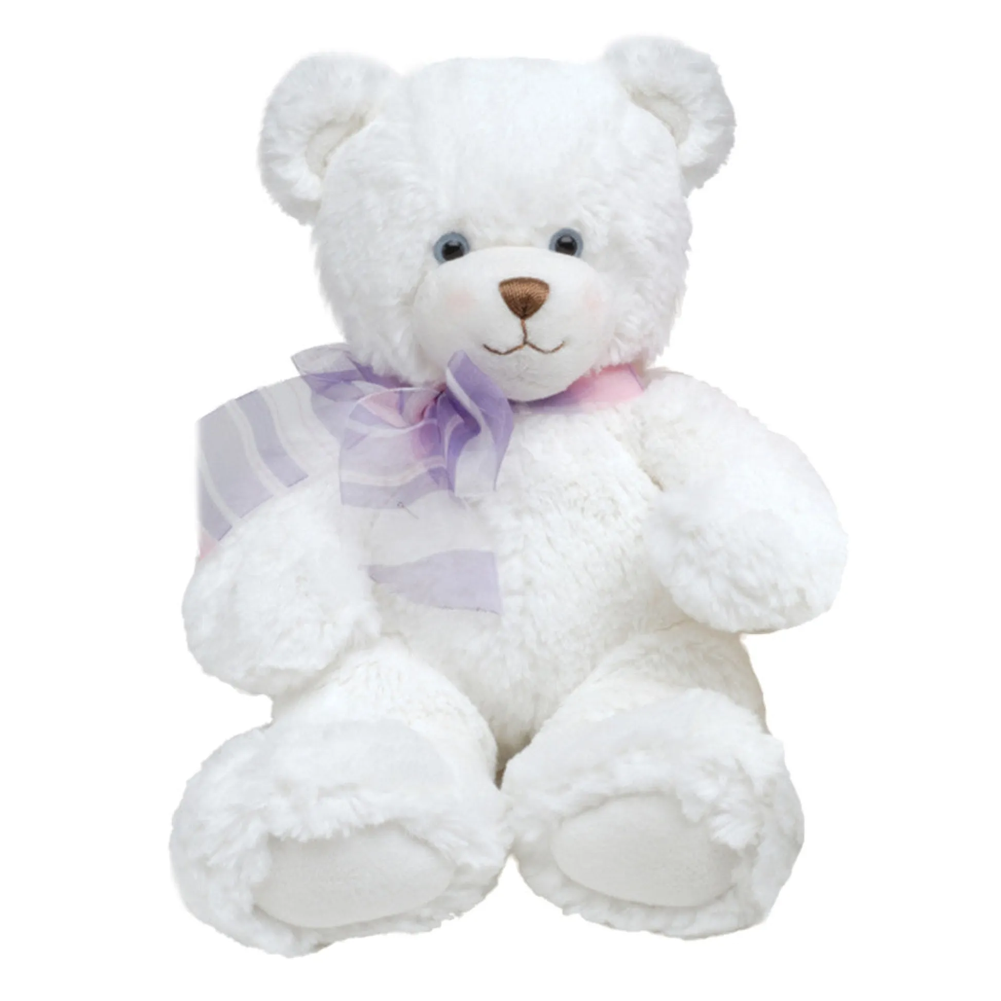Flat River Group First and Main Plush 15 Inch Dena Teddy Bear - White with Purple Bow* Social & Emotional Skills|Stuffed Animals