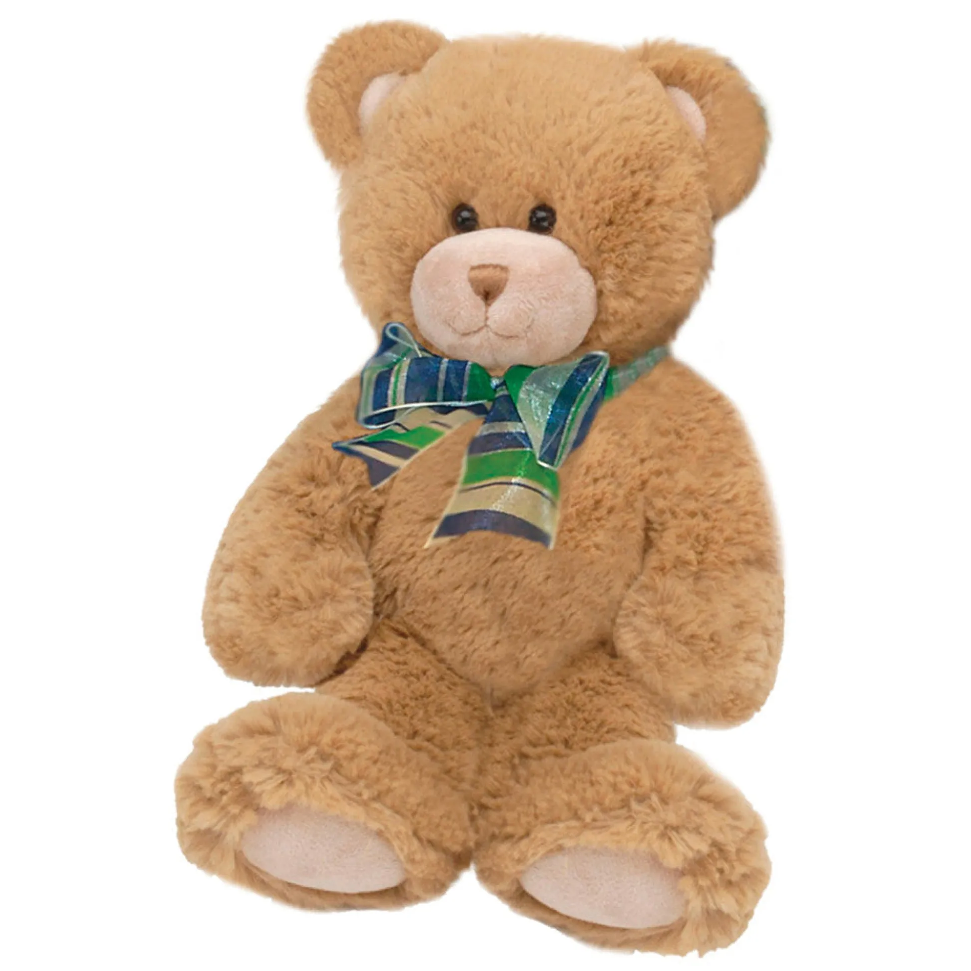 Flat River Group First and Main Plush 10 Inch Dean Teddy Bear - Brown with Sheer Plaid Bow* Social & Emotional Skills|Stuffed Animals