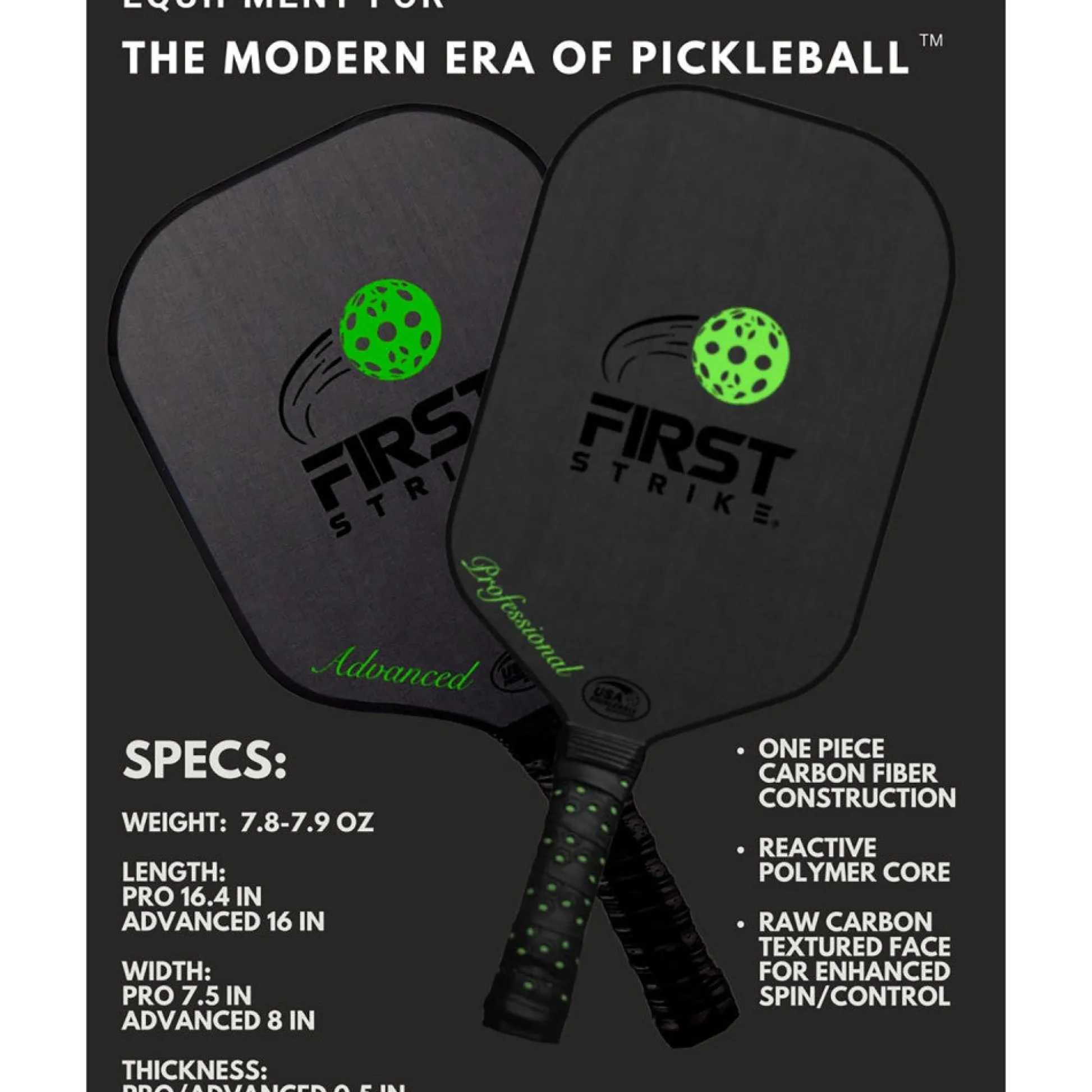 Flat River Group First Strike Pickleball Professional Elongated Paddle, 16.4 x 7.5", Polymer Core* Toy Sports