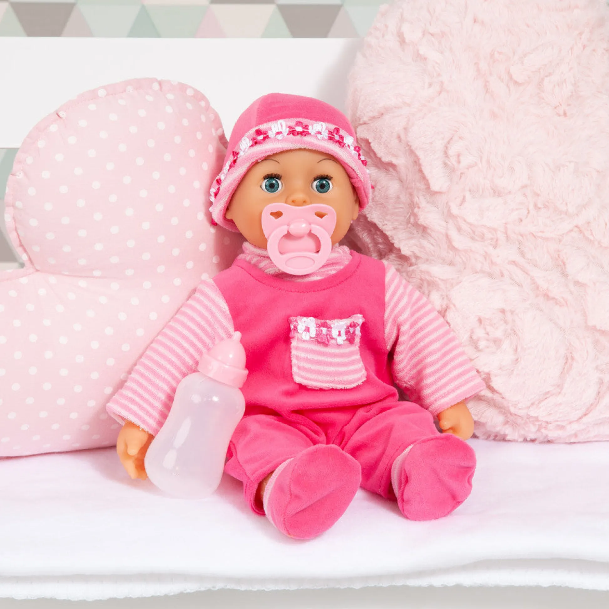 Flat River Group First Words 15-Inch Interactive Baby Doll in Pink - Includes Accessories* Social & Emotional Skills|Interactive Dolls & Pets