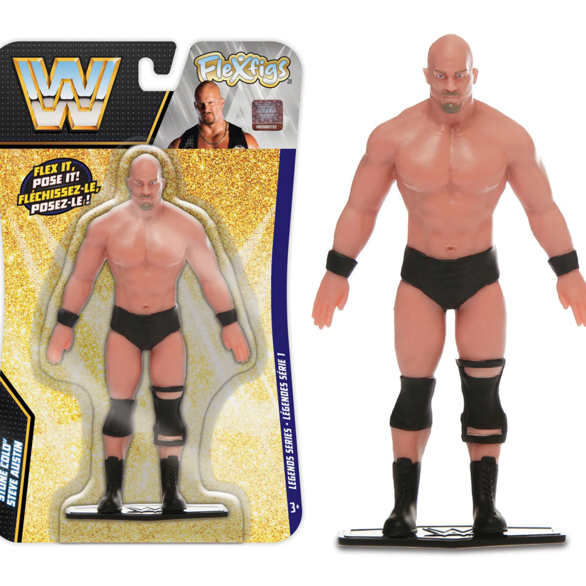 Flat River Group FleXfigs WWE Legends Articulated Action Figures - The Rock & Stone Cold Steve Austin Pack* Action Figures