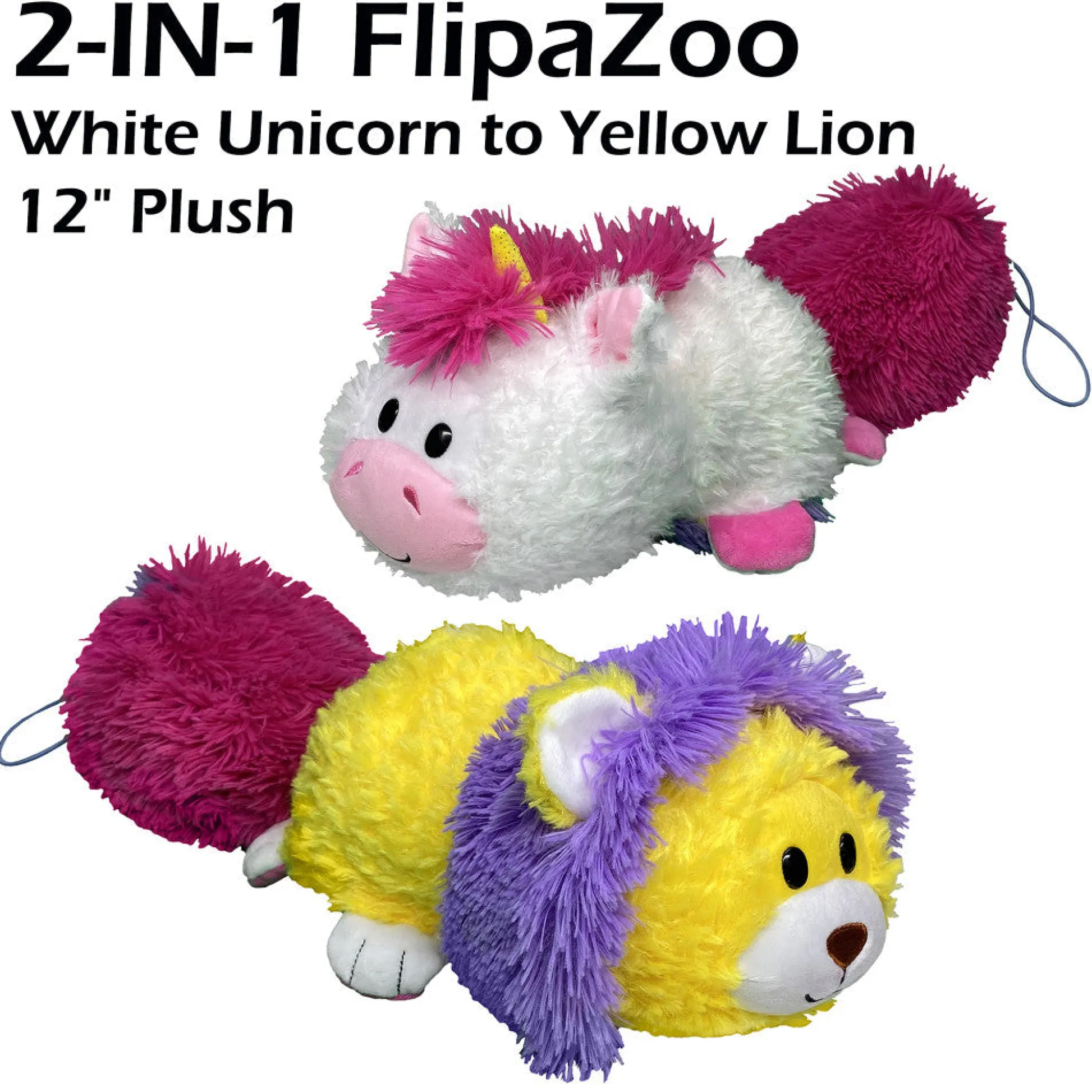 Flat River Group FlipaZoo Magic Tails 2-in-1 Plush - White Unicorn to Yellow Lion* Stuffed Animals|Stuffed Animals & Plush Toys