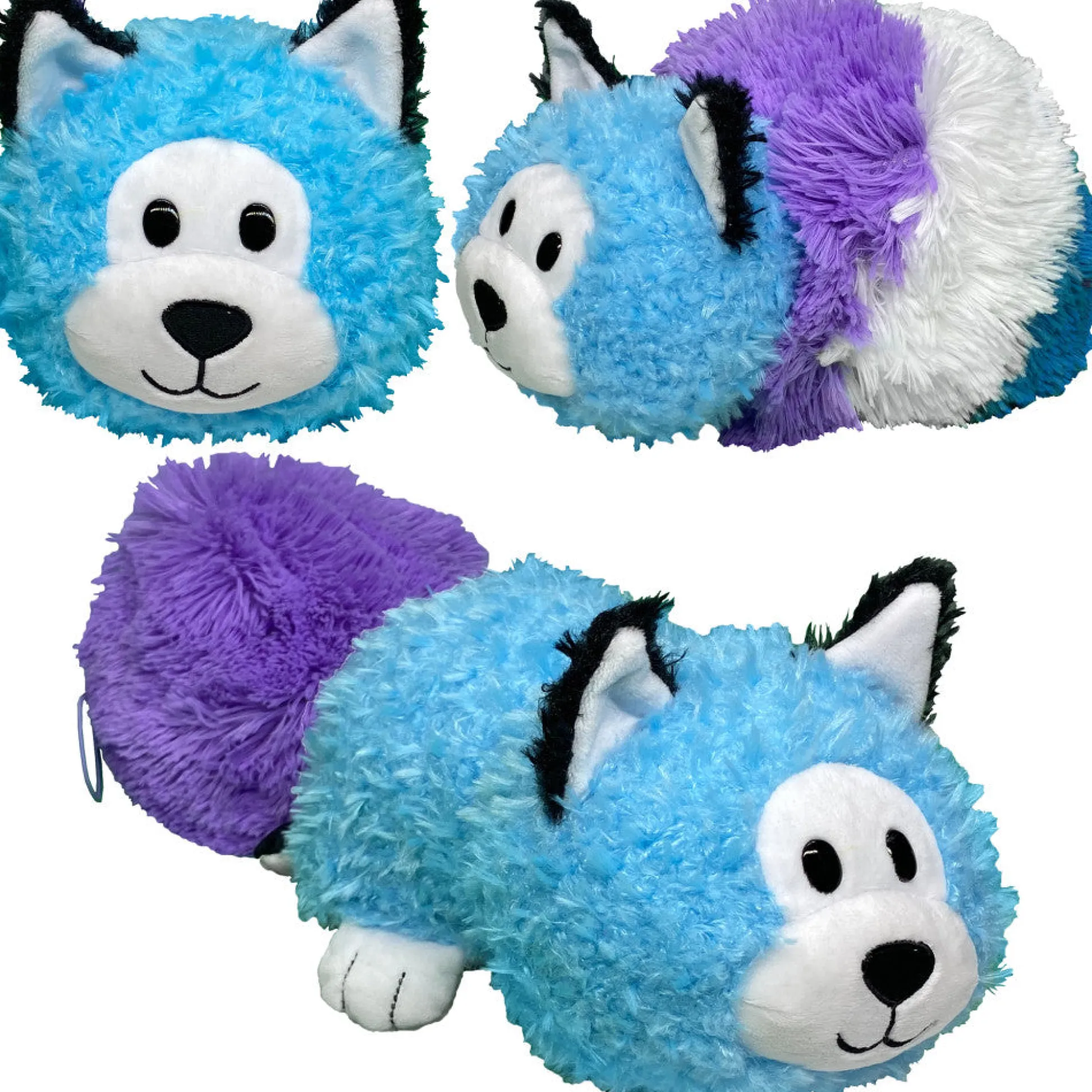 Flat River Group FlipaZoo Magic Tails 2-in-1 Plush - Transforming Purple Cat to Blue Husky* Stuffed Animals|Stuffed Animals & Plush Toys