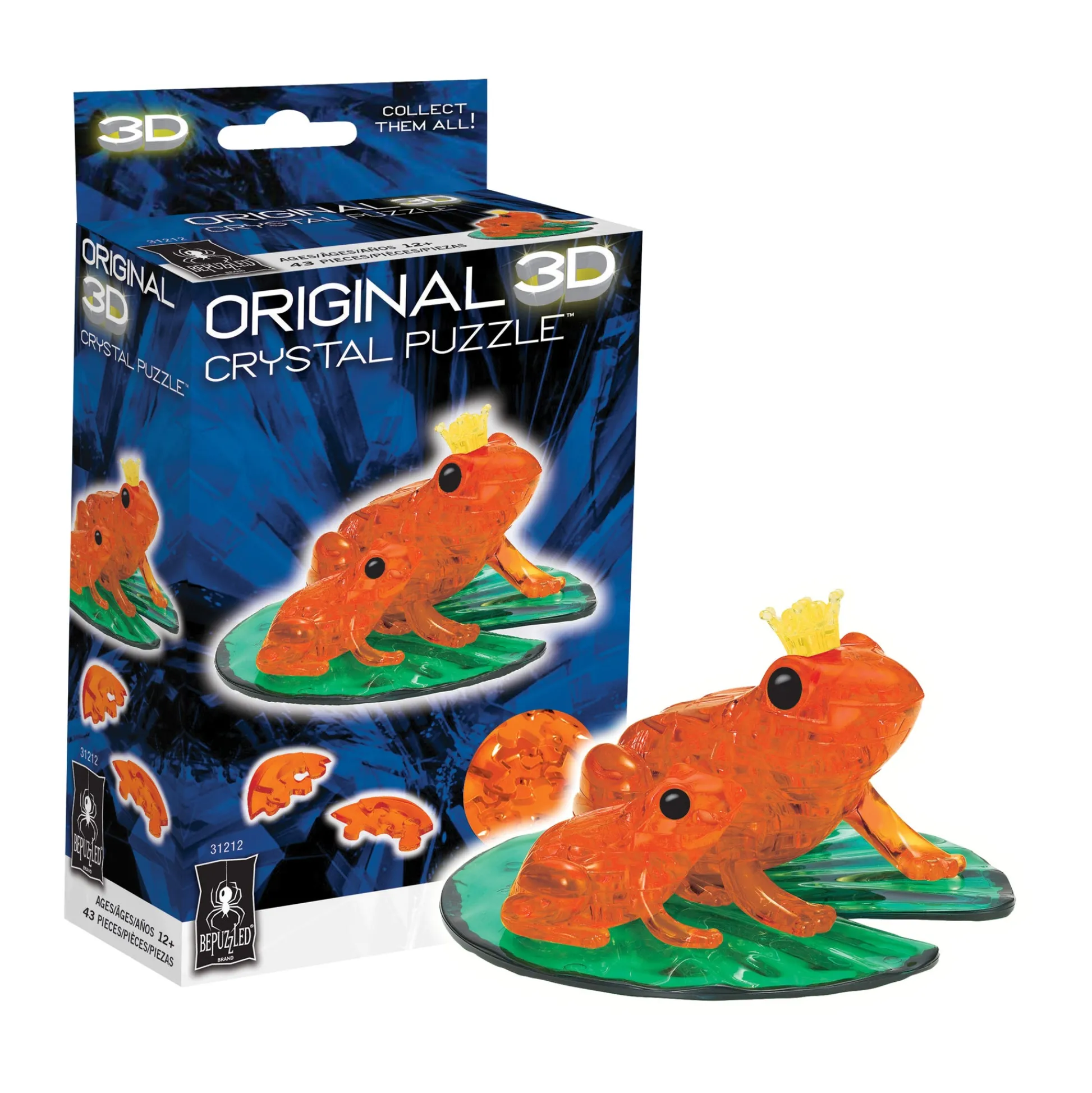 AreYouGame Frog Prince 3D Crystal Puzzle - Vibrant Orange, 43 Pcs* Puzzles