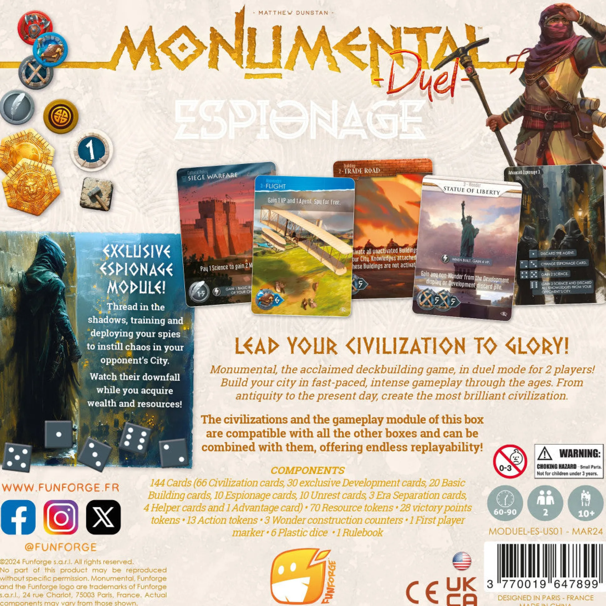 Flat River Group Funforge Monumental Duel - Espionage Deck-Building Game* Strategy Games
