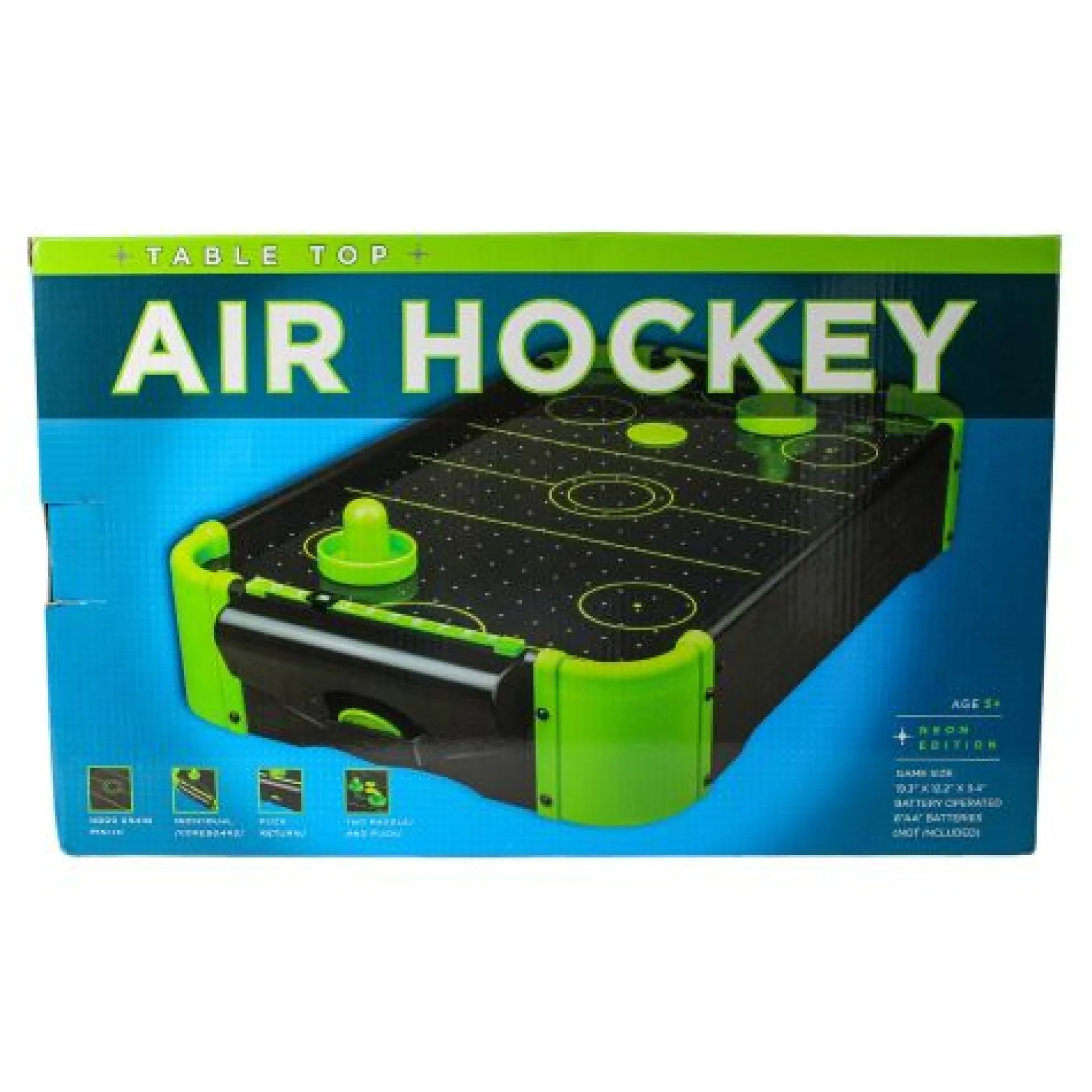 Calendar Holdings, LLC Funtime Gifts Neon Tabletop Air Hockey Game, 20 Inch* Role-Playing Games|Board Games